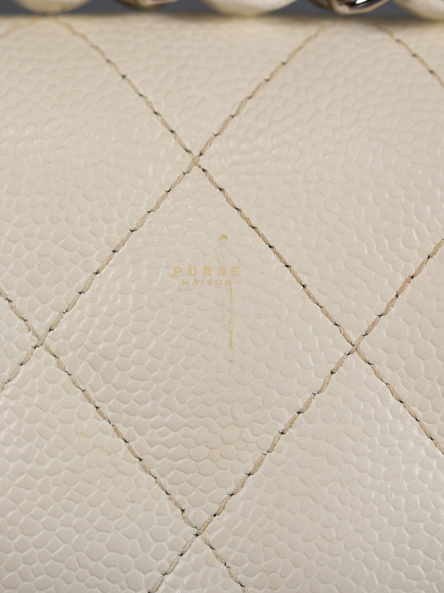 Classic Single Flap Jumbo in White Caviar Leather & Silver Hardware Series 10 | Purse Maison Luxury Bags Shop