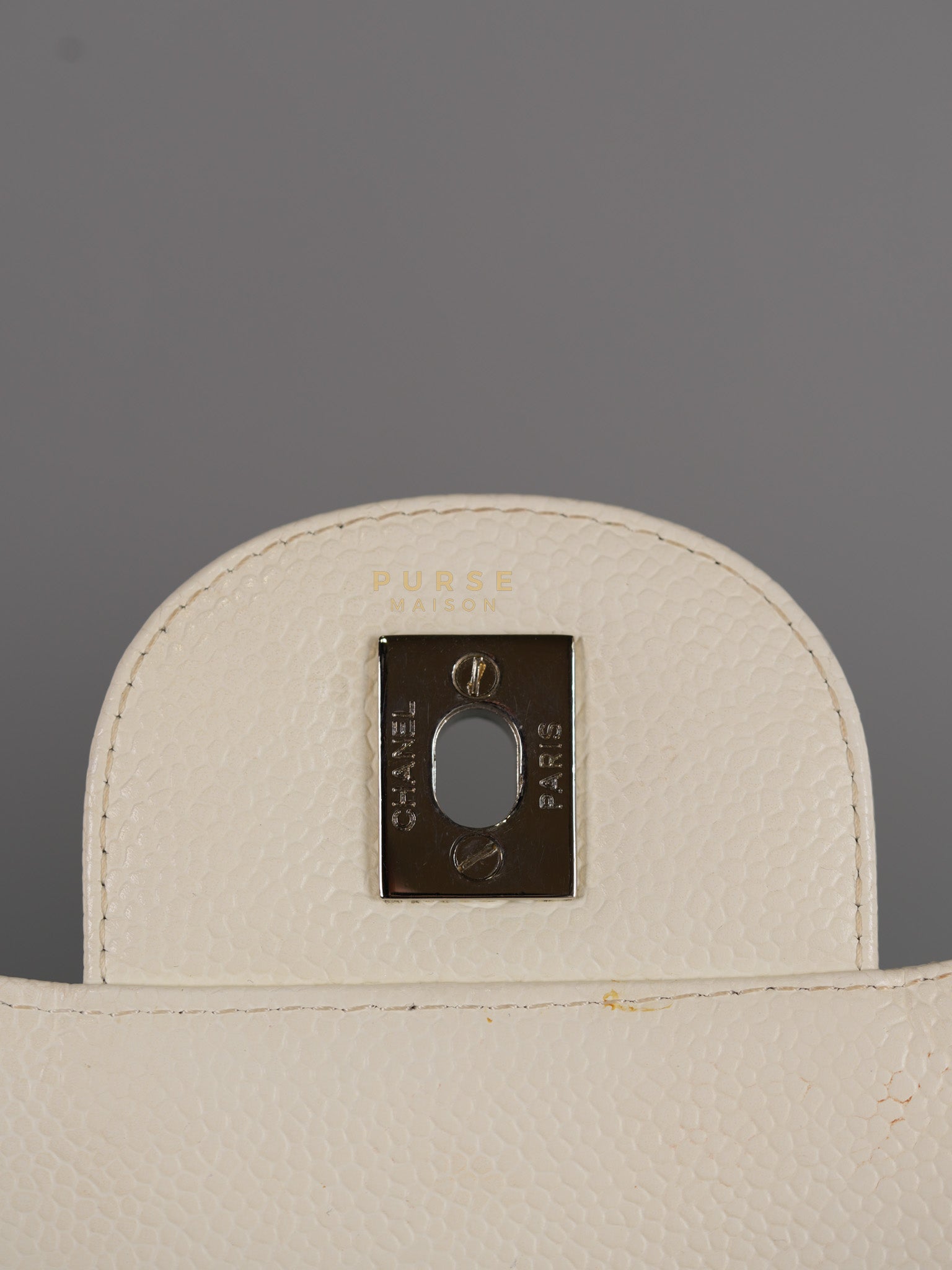 Classic Single Flap Jumbo in White Caviar Leather & Silver Hardware Series 10 | Purse Maison Luxury Bags Shop