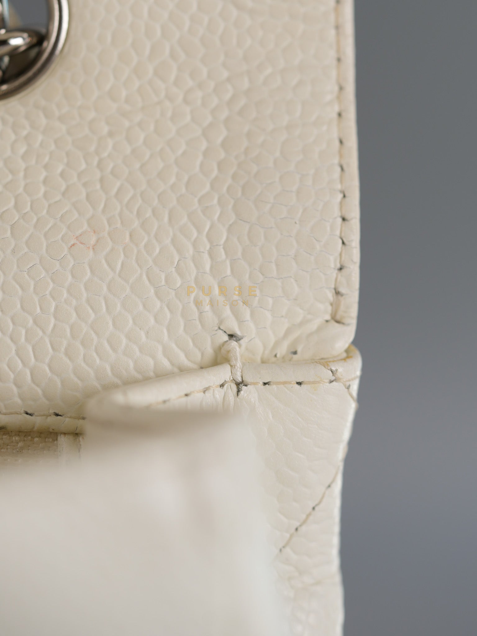 Classic Single Flap Jumbo in White Caviar Leather & Silver Hardware Series 10 | Purse Maison Luxury Bags Shop