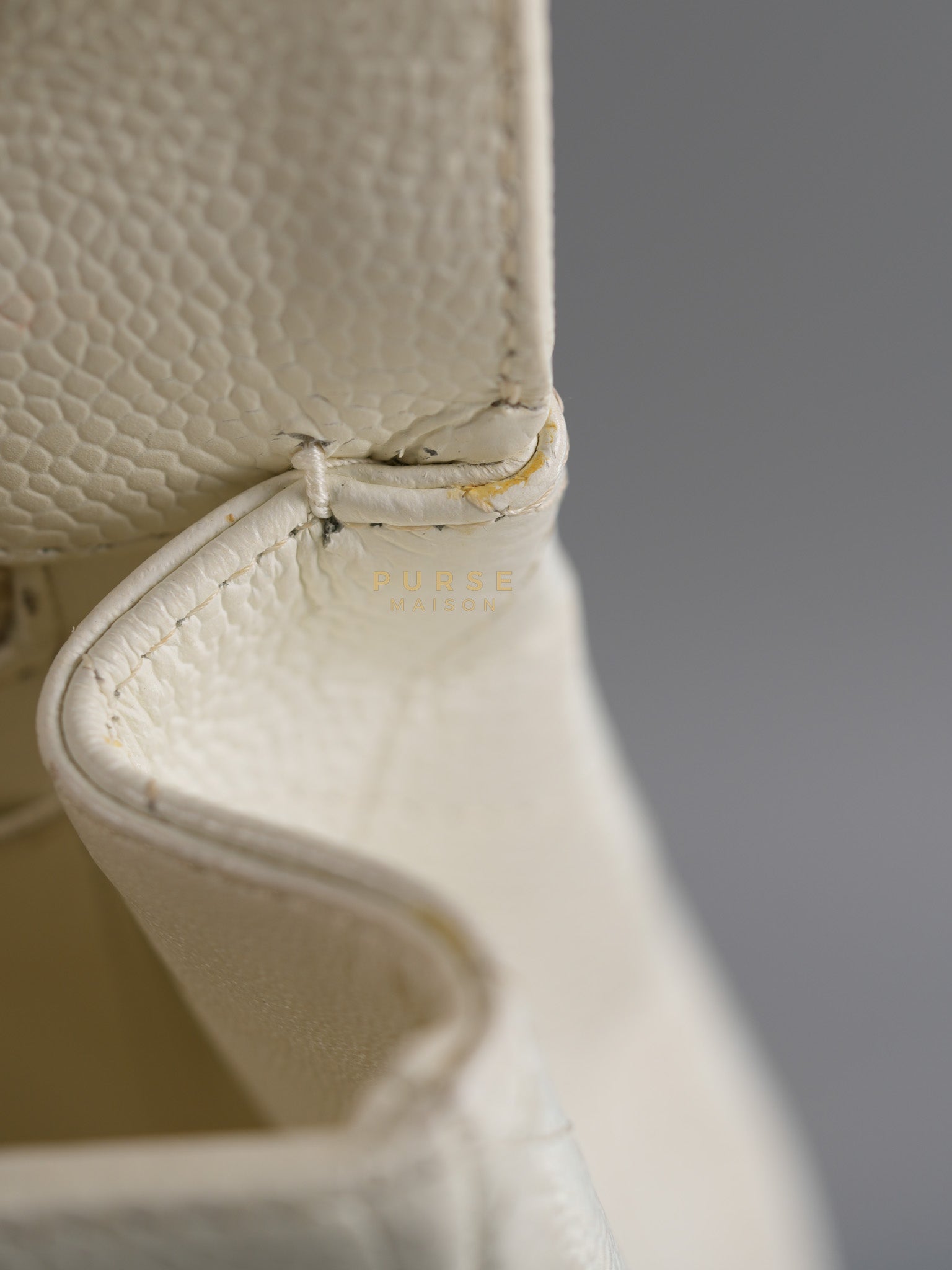 Classic Single Flap Jumbo in White Caviar Leather & Silver Hardware Series 10 | Purse Maison Luxury Bags Shop