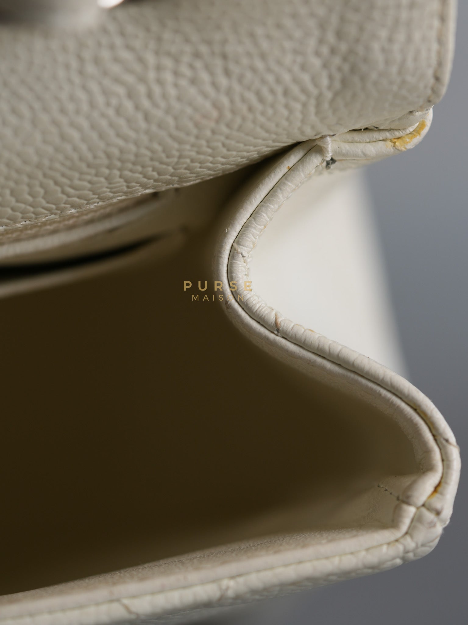 Classic Single Flap Jumbo in White Caviar Leather & Silver Hardware Series 10 | Purse Maison Luxury Bags Shop