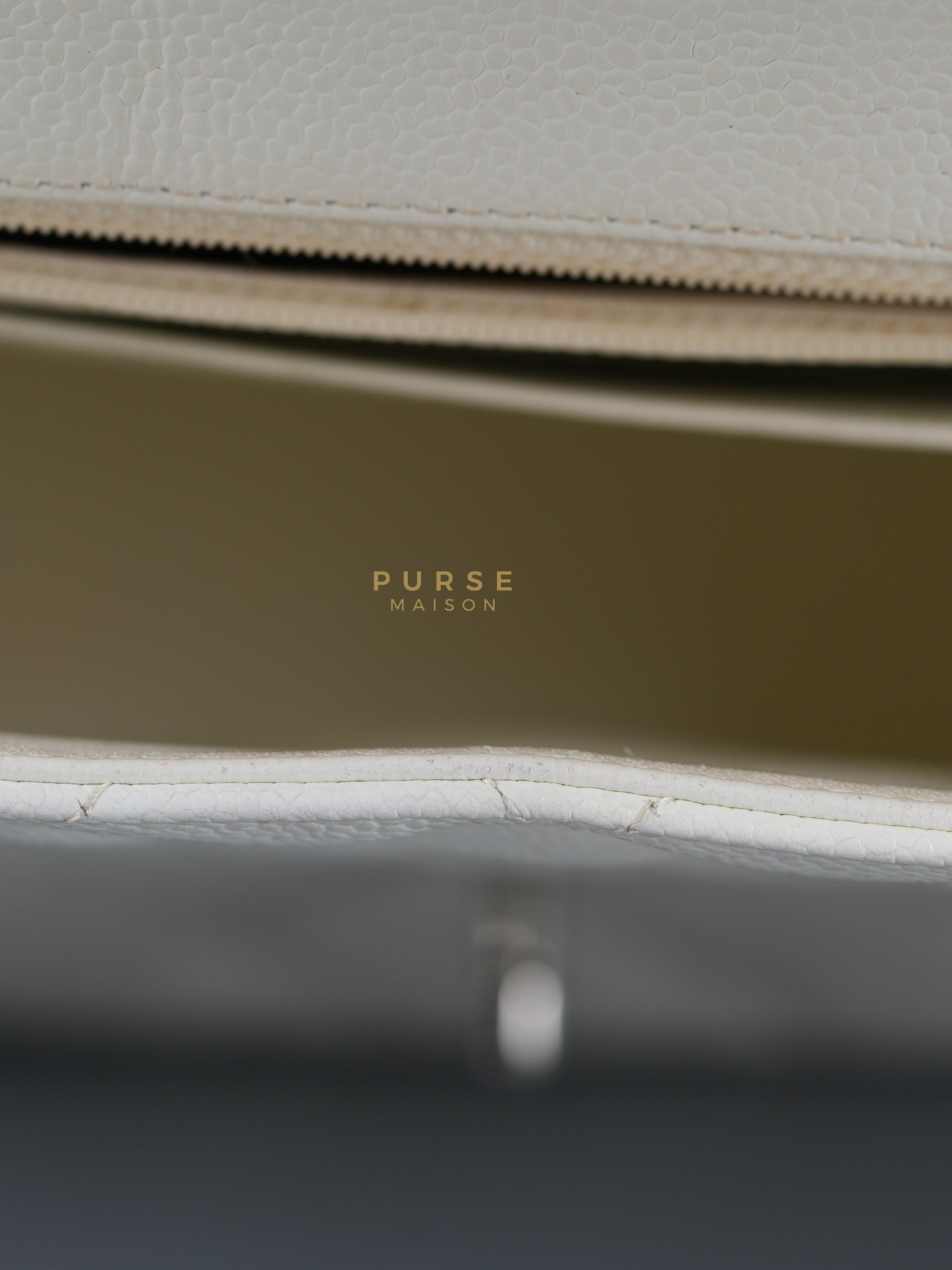 Classic Single Flap Jumbo in White Caviar Leather & Silver Hardware Series 10 | Purse Maison Luxury Bags Shop