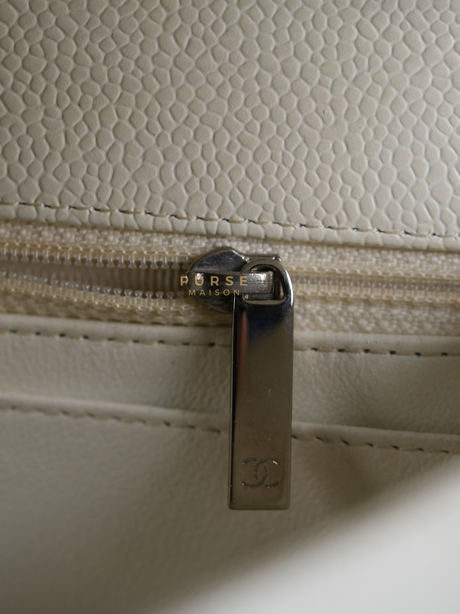 Classic Single Flap Jumbo in White Caviar Leather & Silver Hardware Series 10 | Purse Maison Luxury Bags Shop