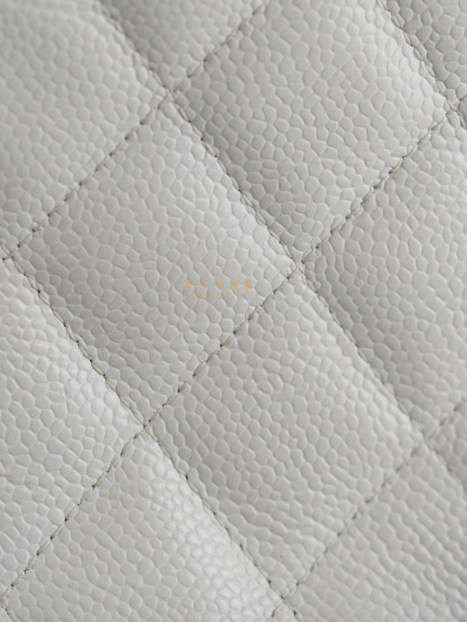 Classic Single Flap Jumbo in White Caviar Leather & Silver Hardware Series 10 | Purse Maison Luxury Bags Shop