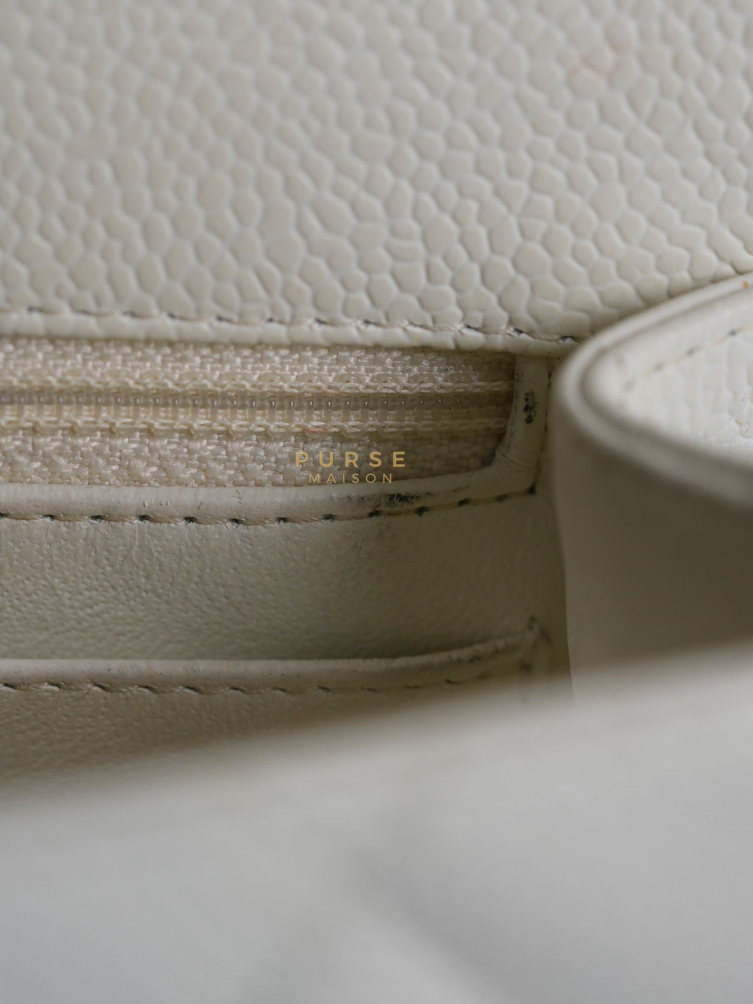 Classic Single Flap Jumbo in White Caviar Leather & Silver Hardware Series 10 | Purse Maison Luxury Bags Shop
