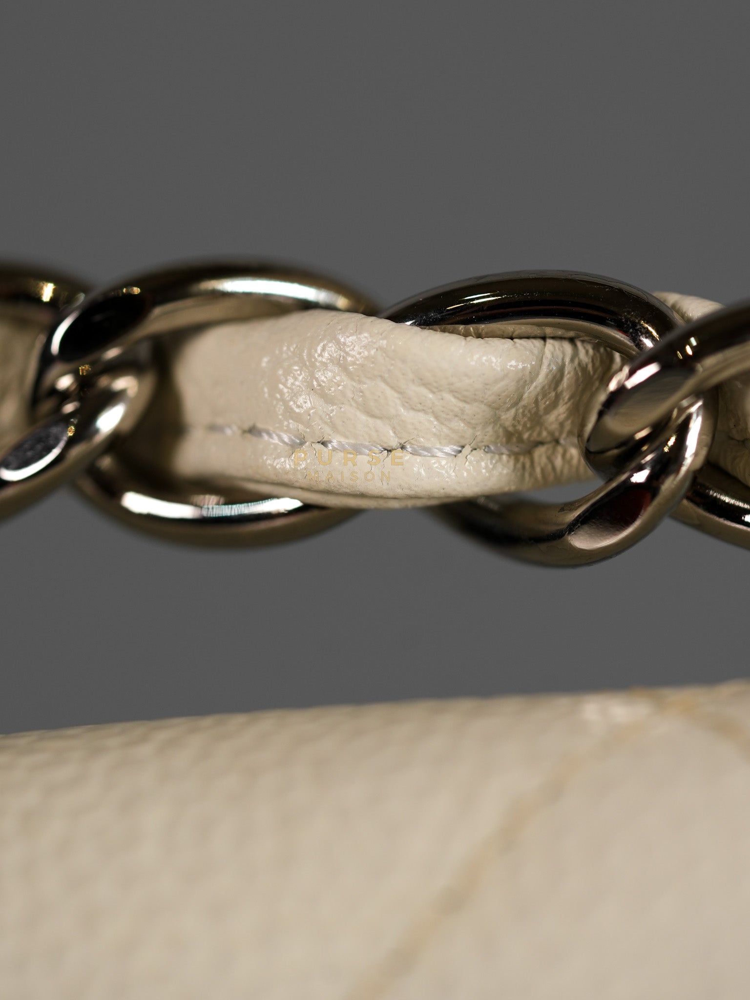 Classic Single Flap Jumbo in White Caviar Leather & Silver Hardware Series 10 | Purse Maison Luxury Bags Shop