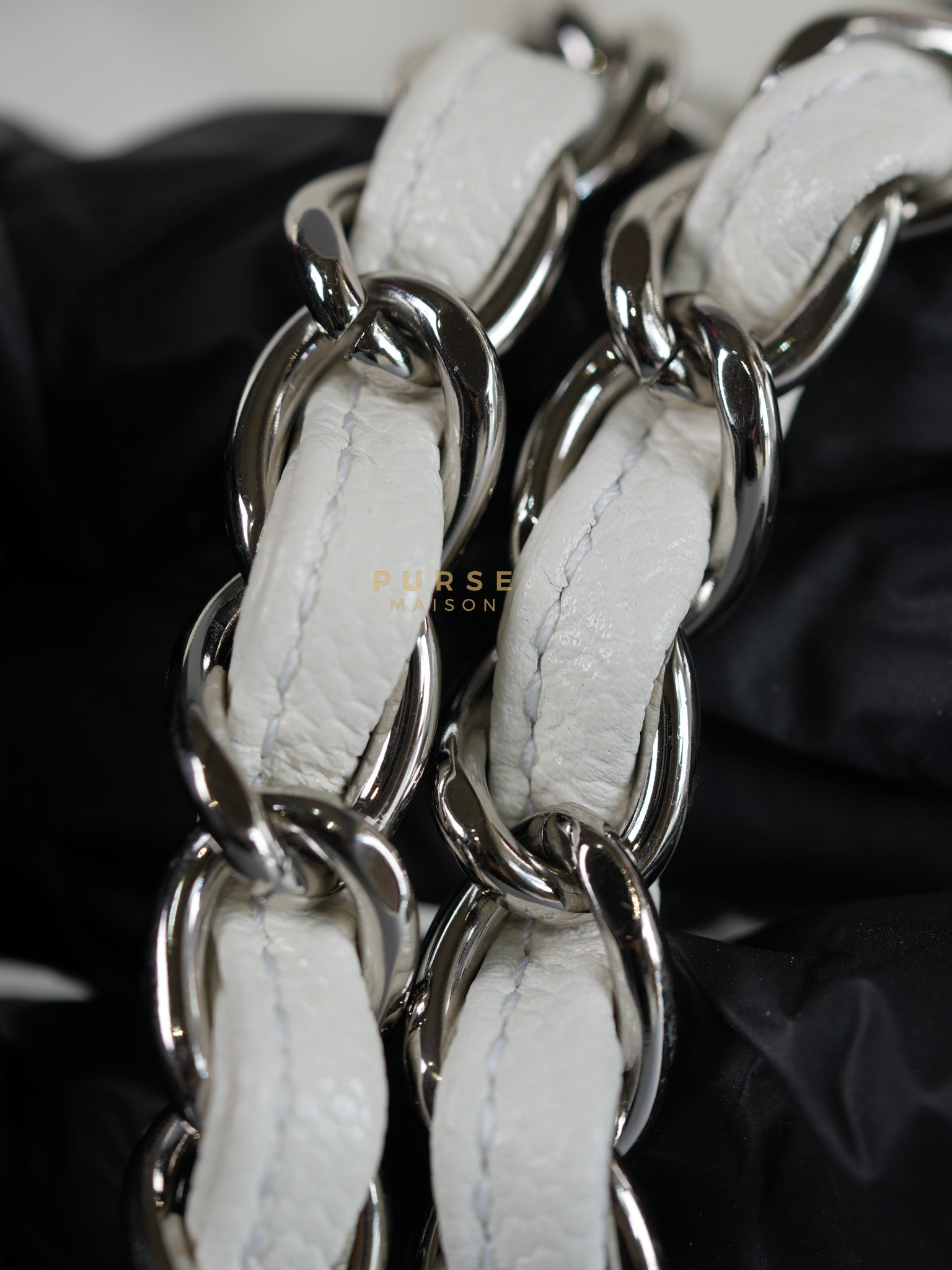 Classic Single Flap Jumbo in White Caviar Leather & Silver Hardware Series 10 | Purse Maison Luxury Bags Shop