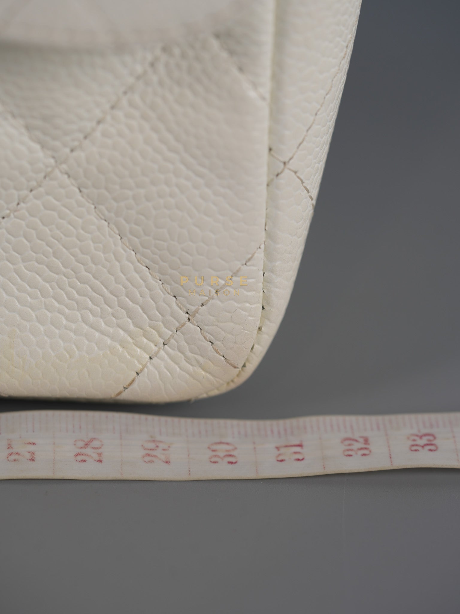 Classic Single Flap Jumbo in White Caviar Leather & Silver Hardware Series 10 | Purse Maison Luxury Bags Shop