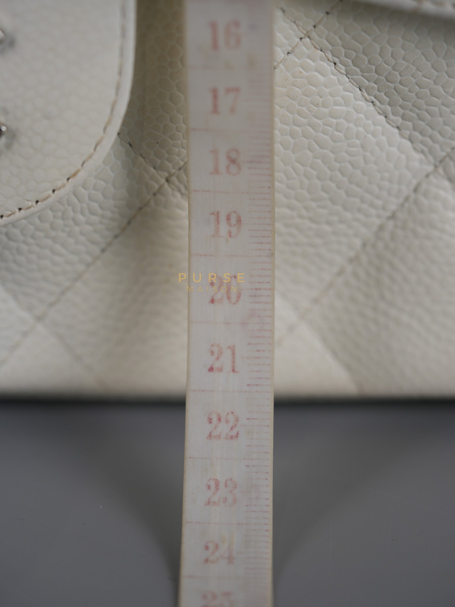 Classic Single Flap Jumbo in White Caviar Leather & Silver Hardware Series 10 | Purse Maison Luxury Bags Shop