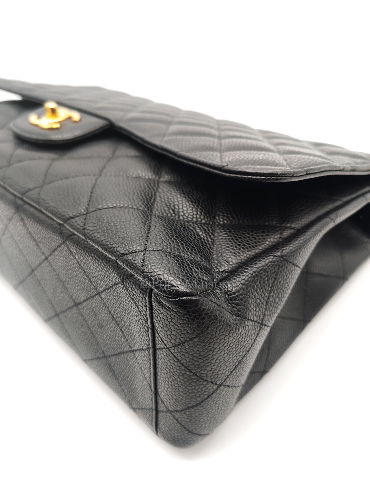 Classic Single Flap Maxi Black Caviar Leather in Gold Hardware (Series 13) | Purse Maison Luxury Bags Shop
