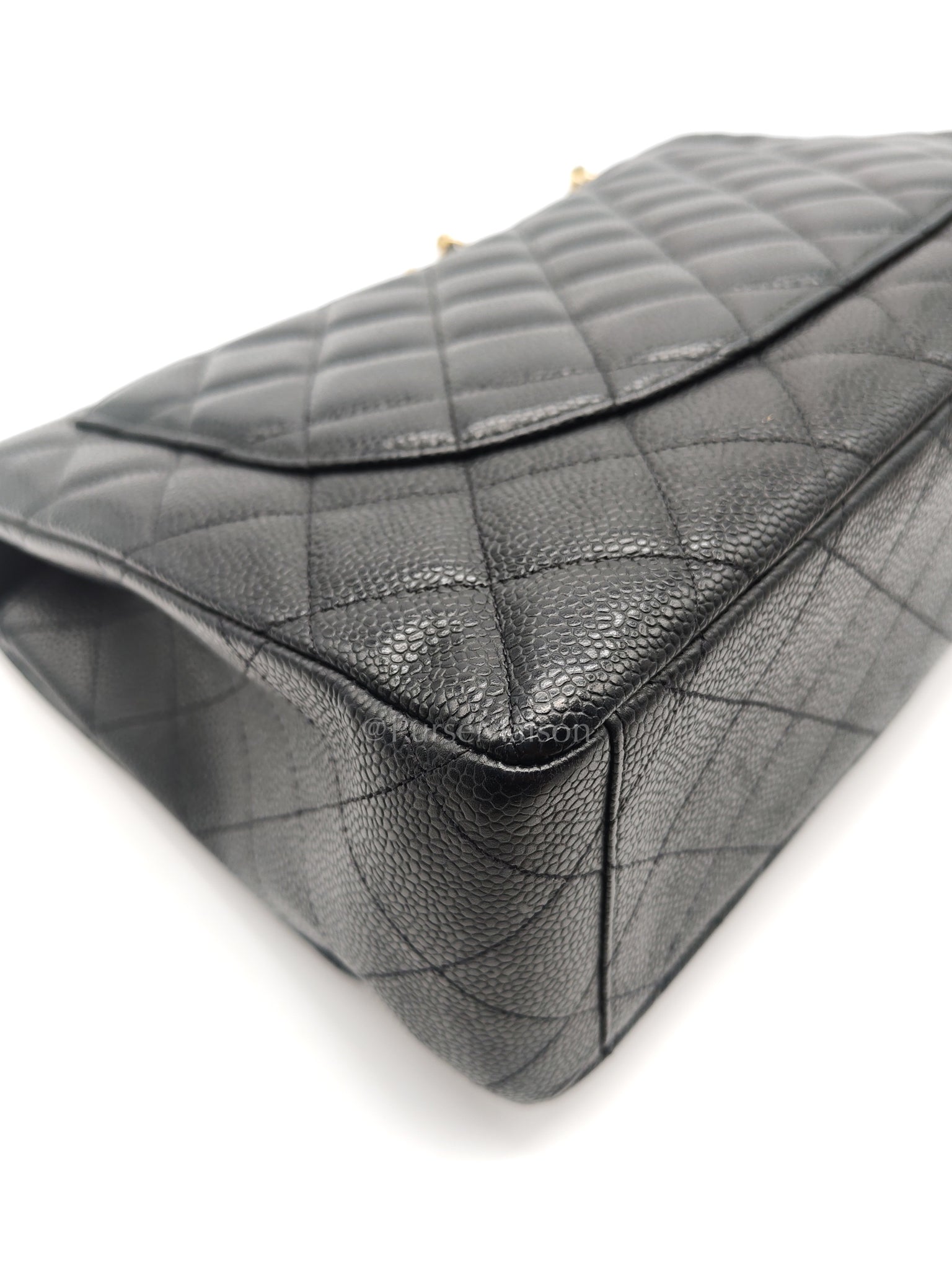 Classic Single Flap Maxi Black Caviar Leather in Gold Hardware (Series 13) | Purse Maison Luxury Bags Shop