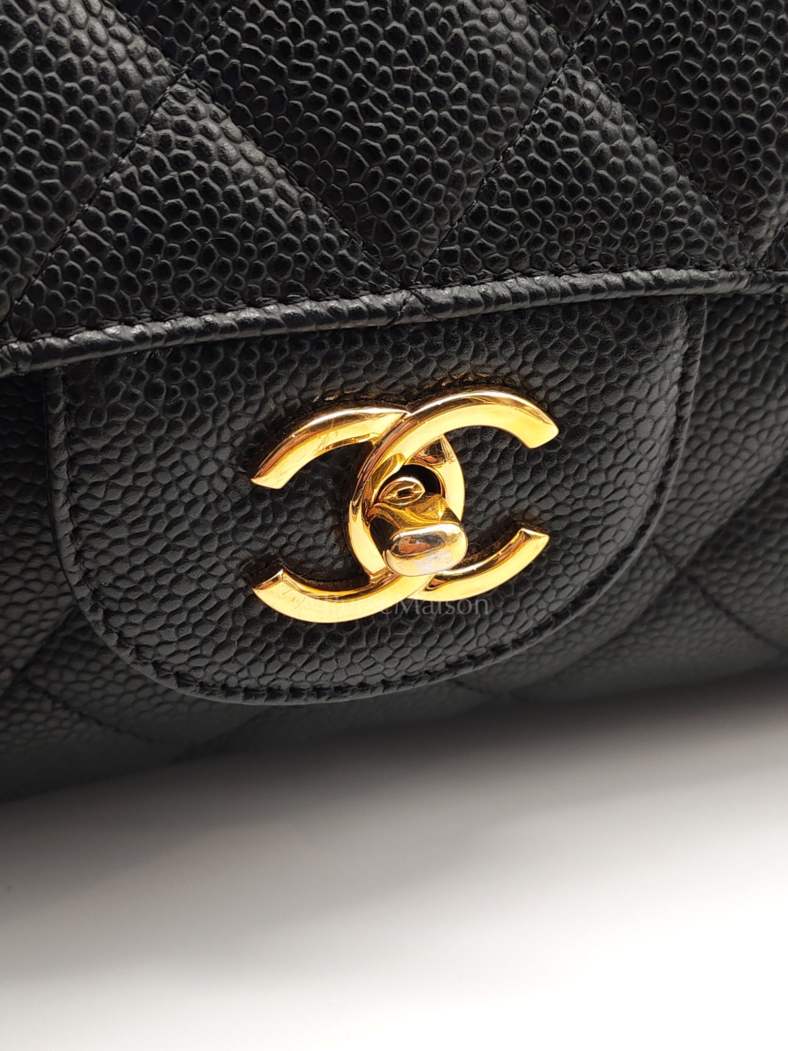 Classic Single Flap Maxi Black Caviar Leather in Gold Hardware (Series 13) | Purse Maison Luxury Bags Shop