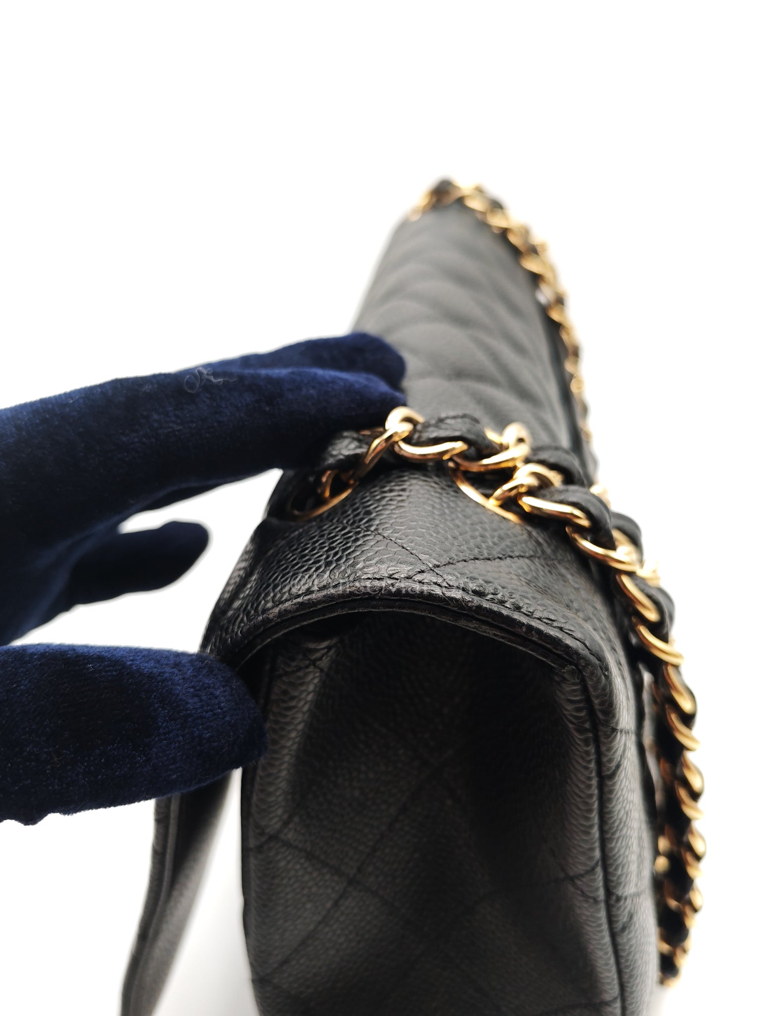 Classic Single Flap Maxi Black Caviar Leather in Gold Hardware (Series 13) | Purse Maison Luxury Bags Shop