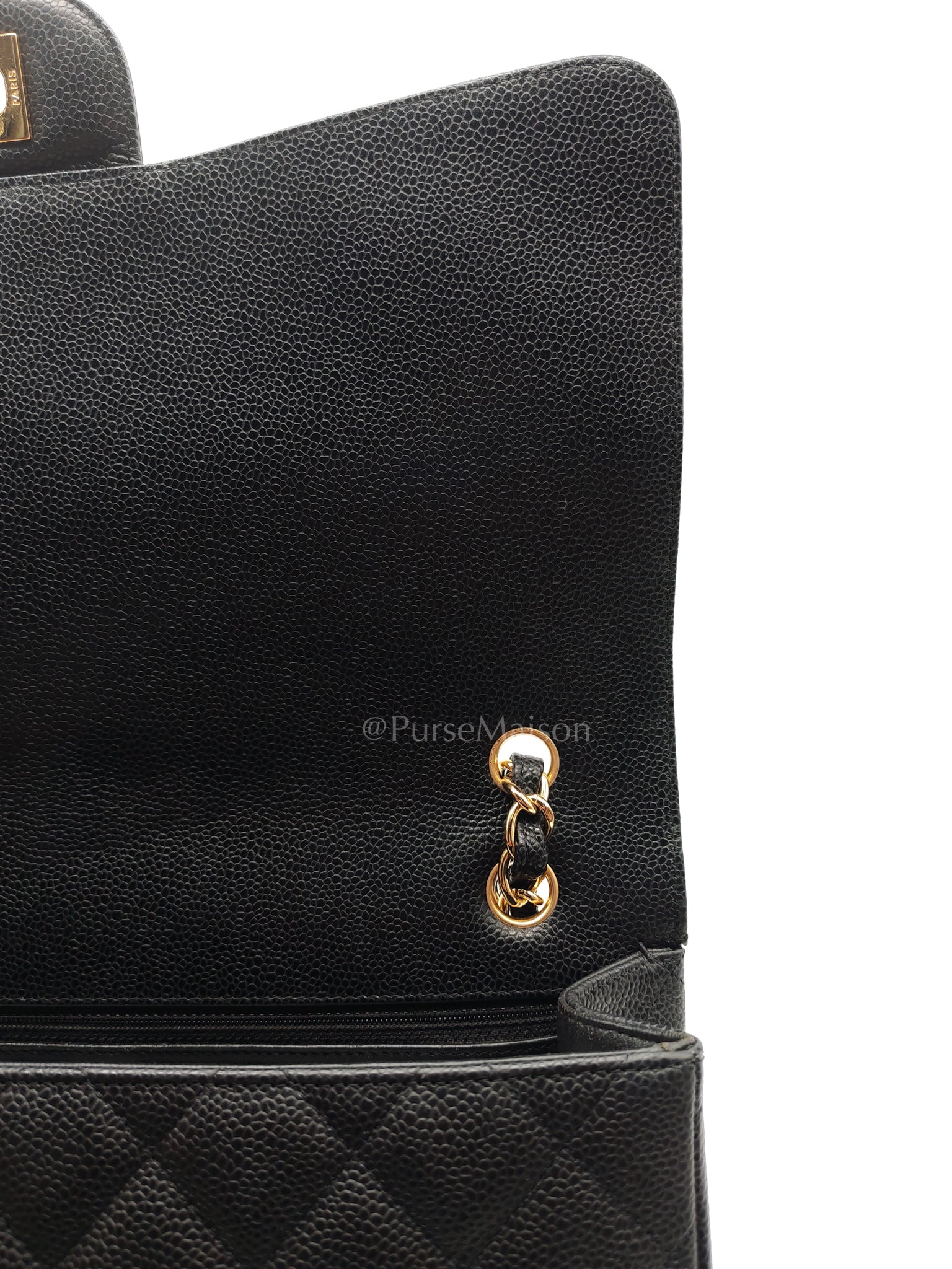 Classic Single Flap Maxi Black Caviar Leather in Gold Hardware (Series 13) | Purse Maison Luxury Bags Shop