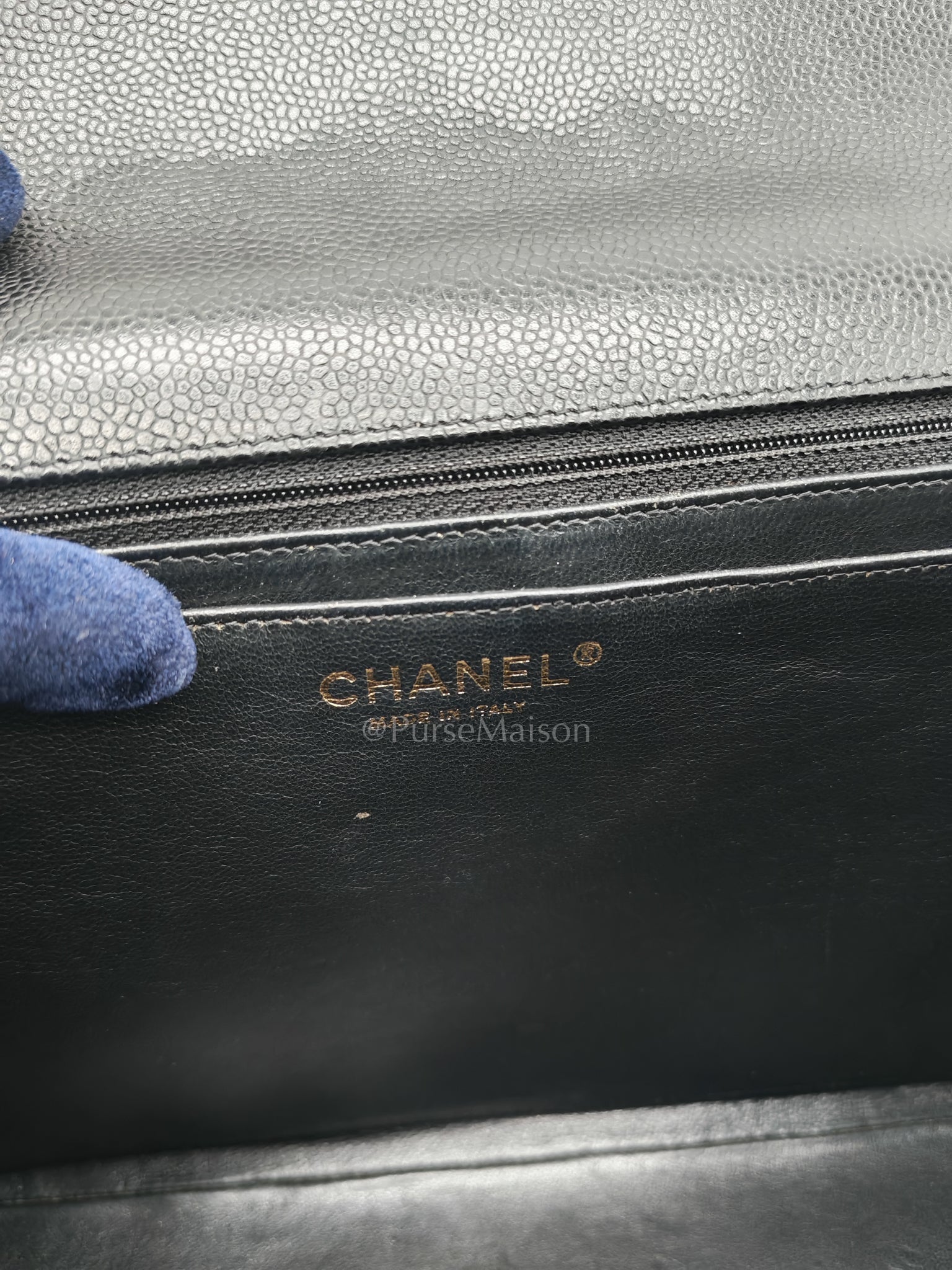 Classic Single Flap Maxi Black Caviar Leather in Gold Hardware (Series 13) | Purse Maison Luxury Bags Shop