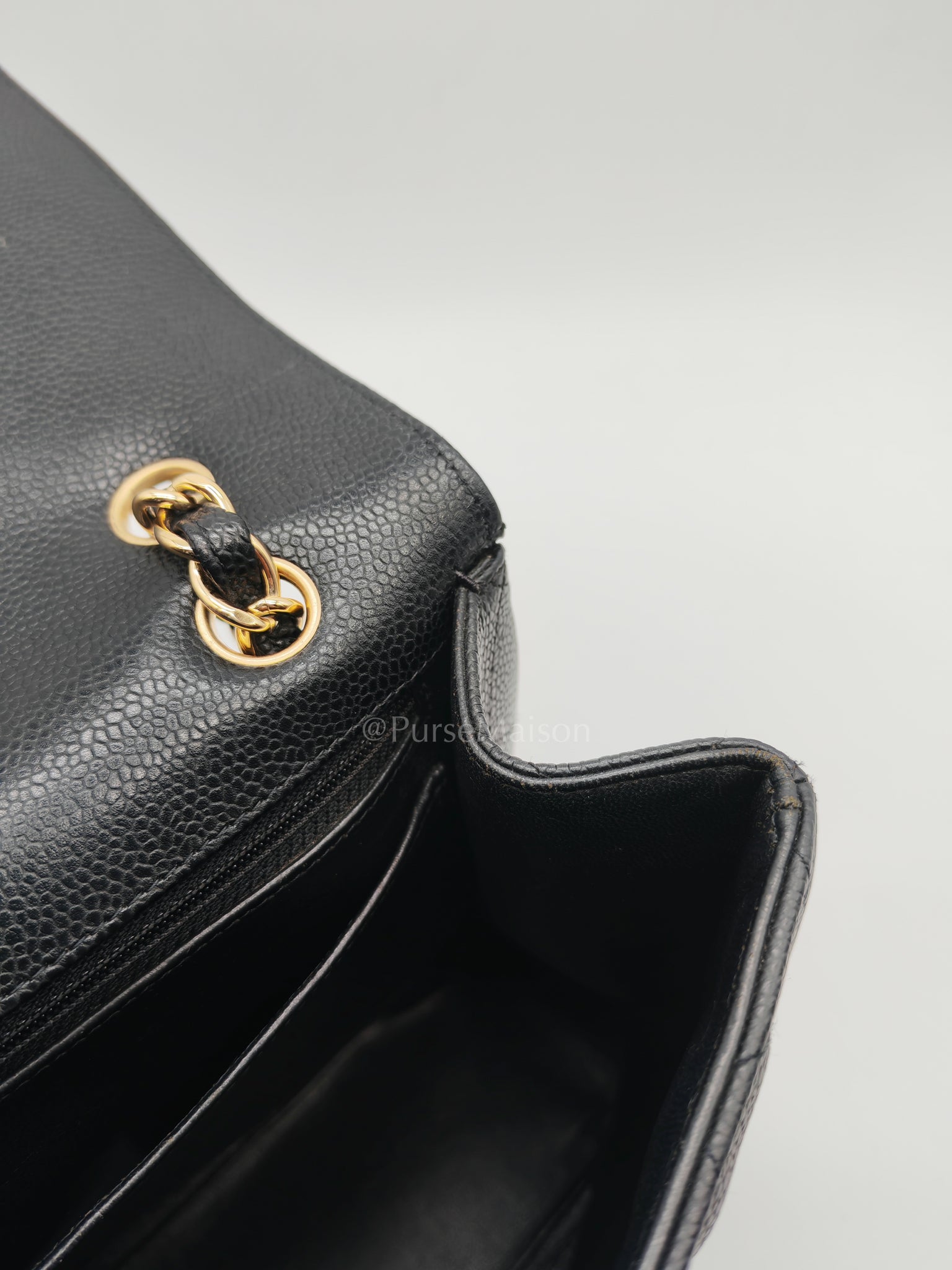 Classic Single Flap Maxi Black Caviar Leather in Gold Hardware (Series 13) | Purse Maison Luxury Bags Shop