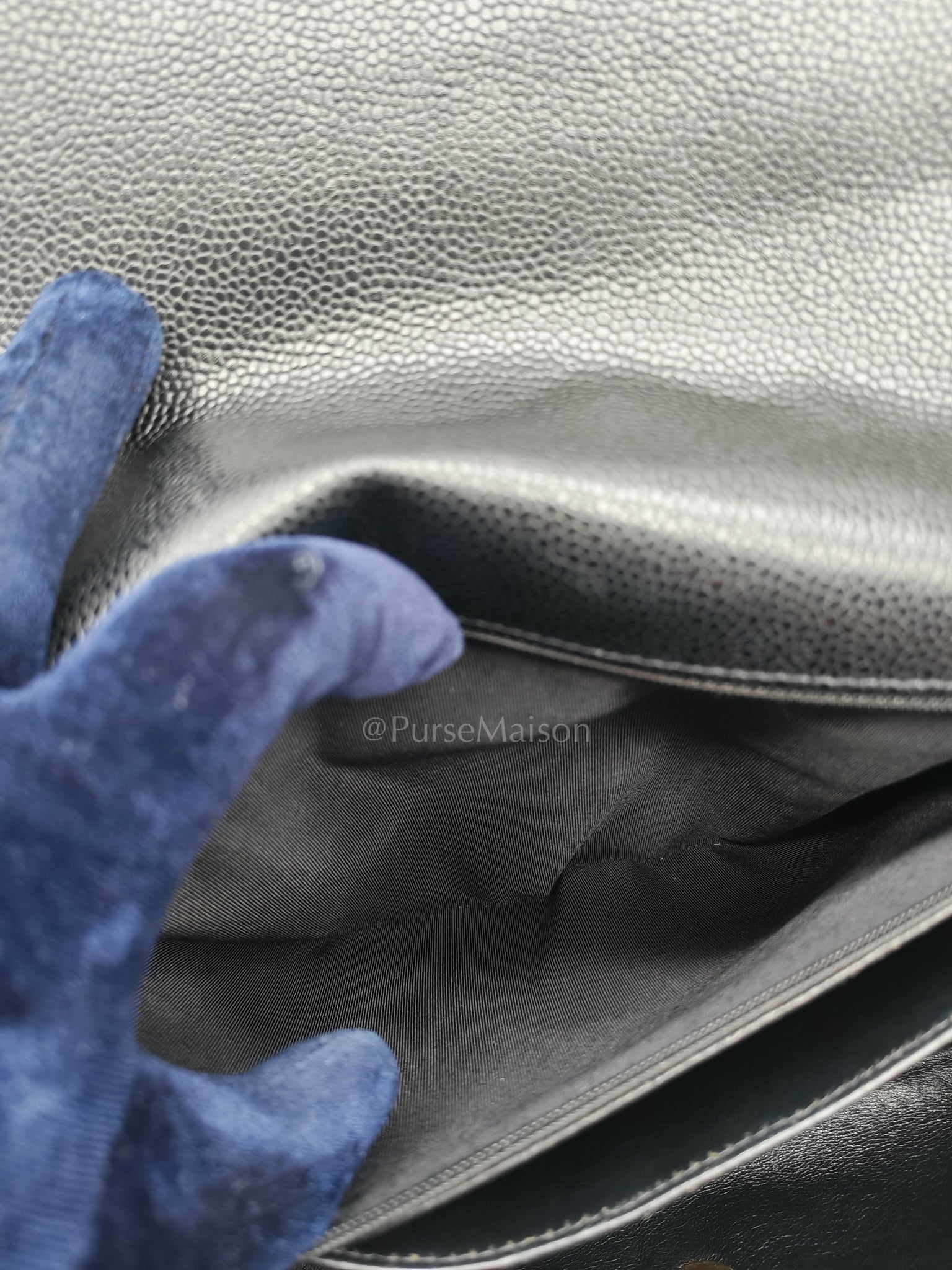 Classic Single Flap Maxi Black Caviar Leather in Gold Hardware (Series 13) | Purse Maison Luxury Bags Shop