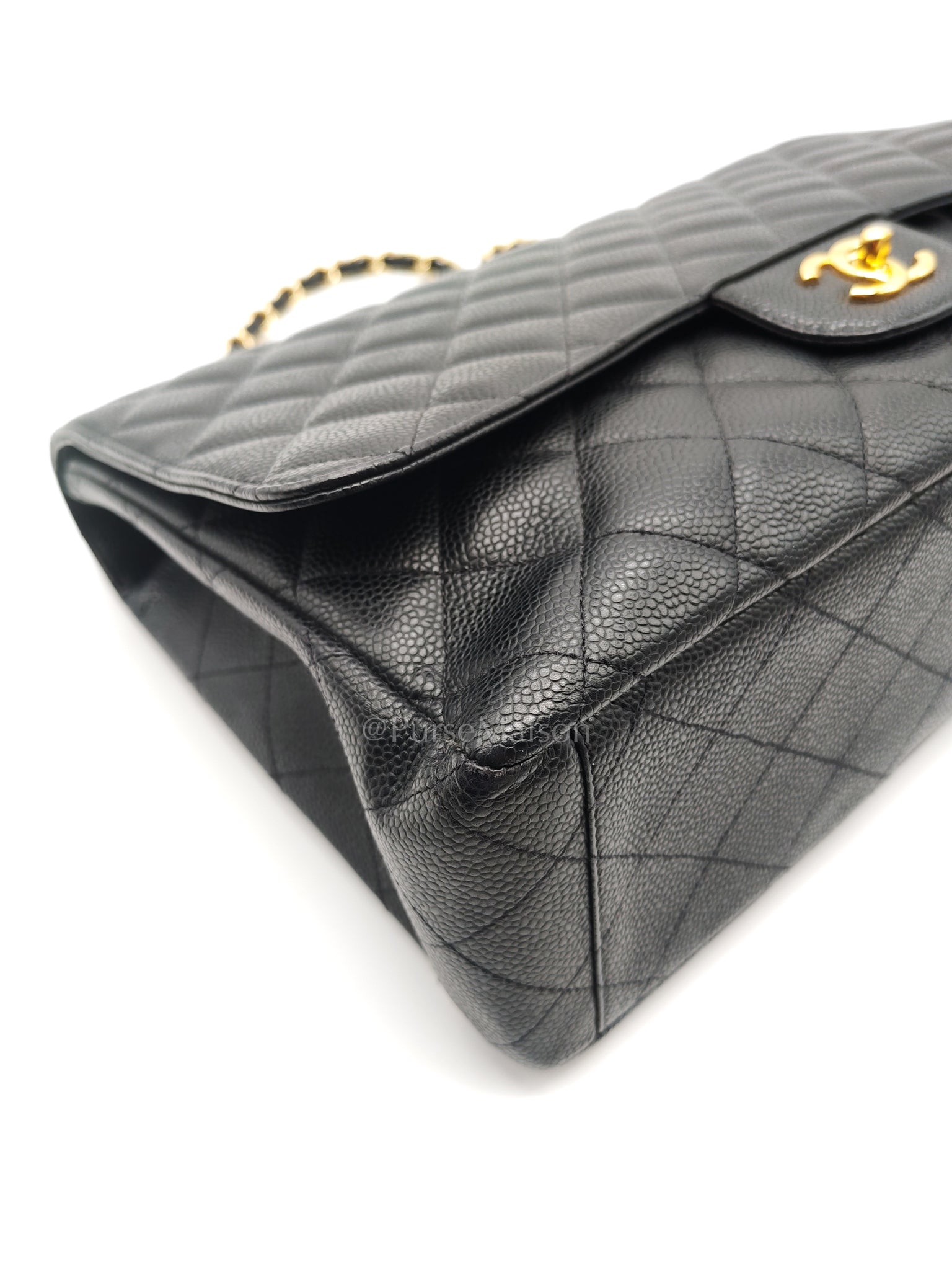 Classic Single Flap Maxi Black Caviar Leather in Gold Hardware (Series 13) | Purse Maison Luxury Bags Shop