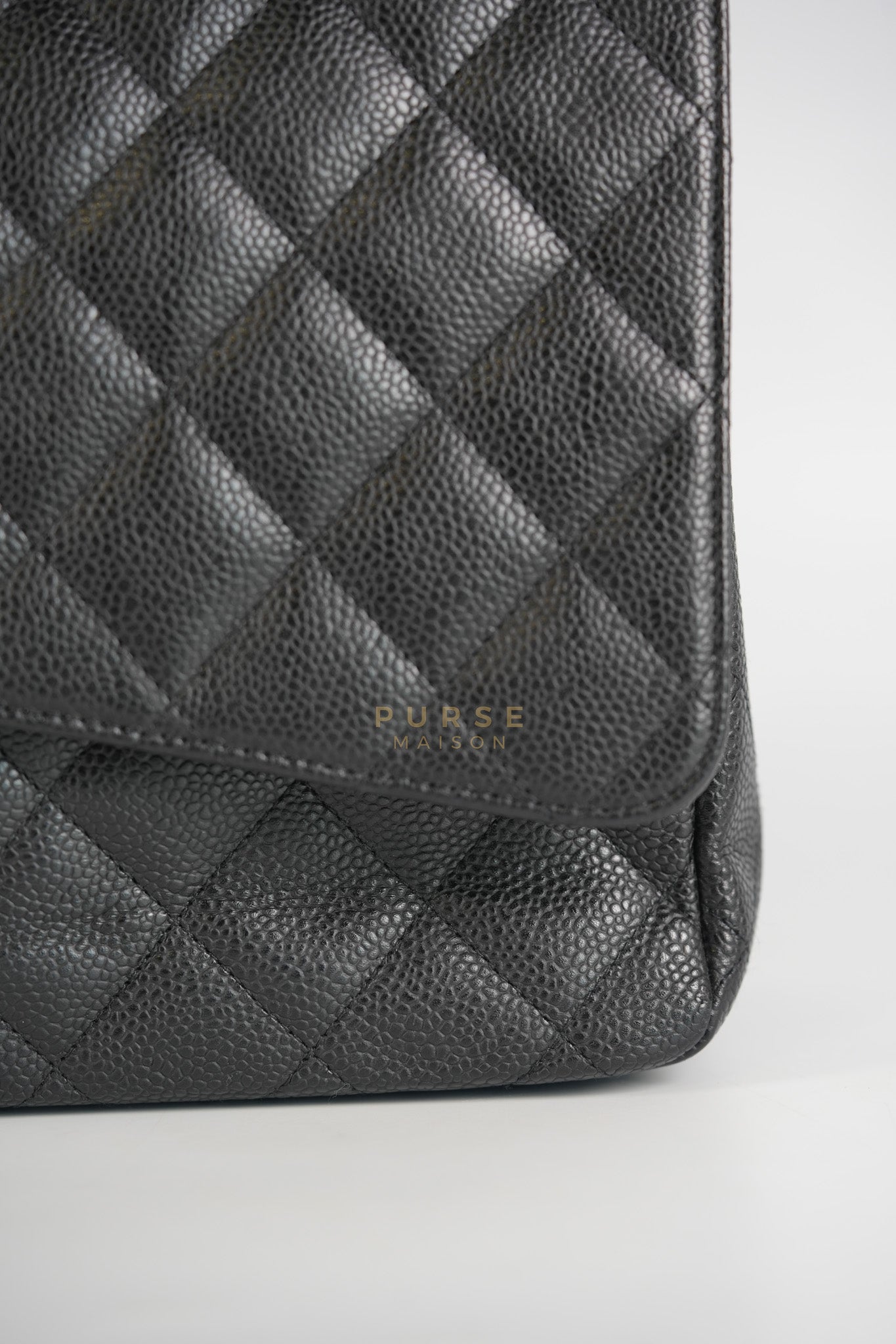 Classic Single Flap Maxi in Black Caviar Leather Gold Hardware (Series 13) | Purse Maison Luxury Bags Shop