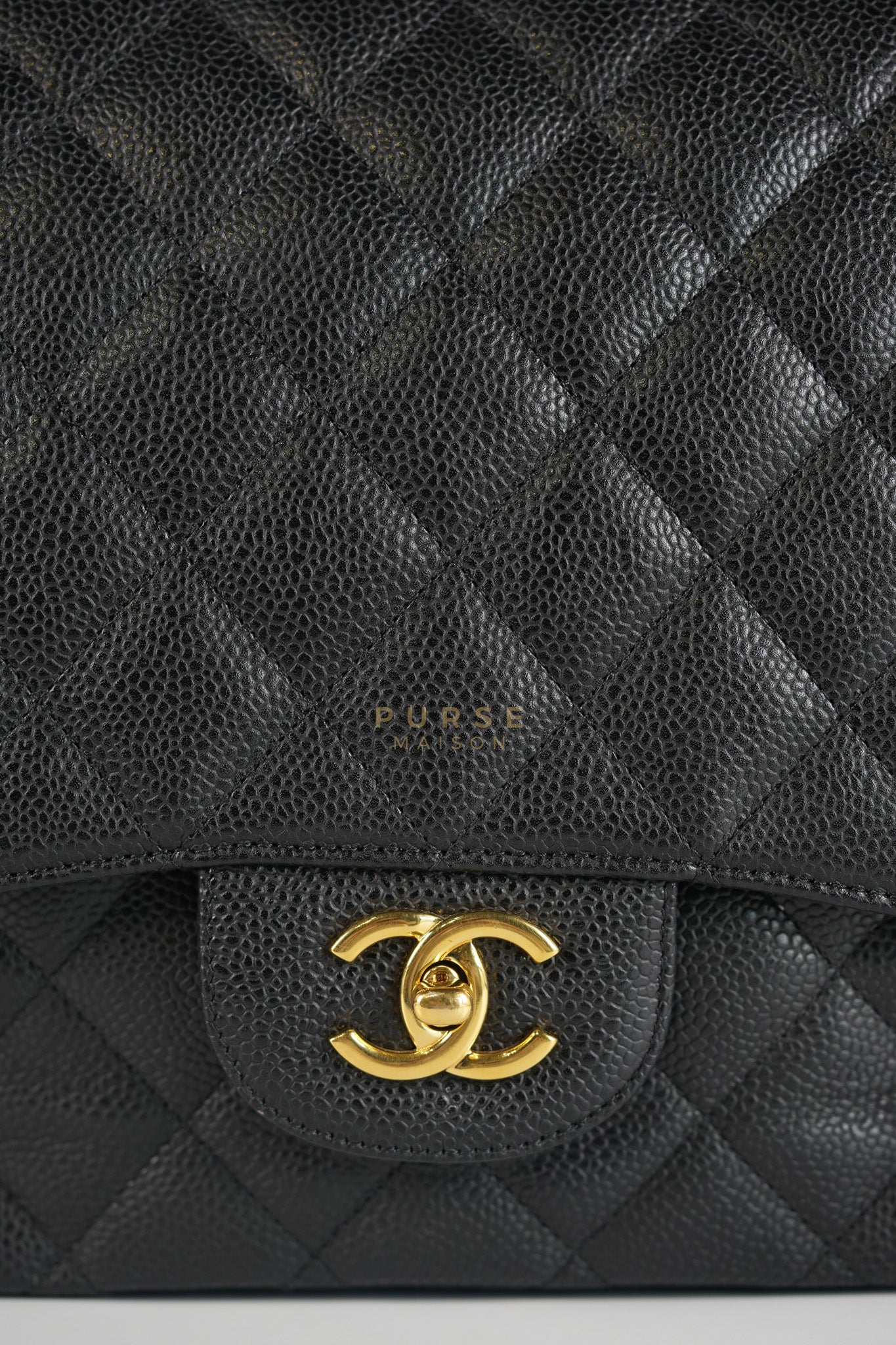 Classic Single Flap Maxi in Black Caviar Leather Gold Hardware (Series 13) | Purse Maison Luxury Bags Shop