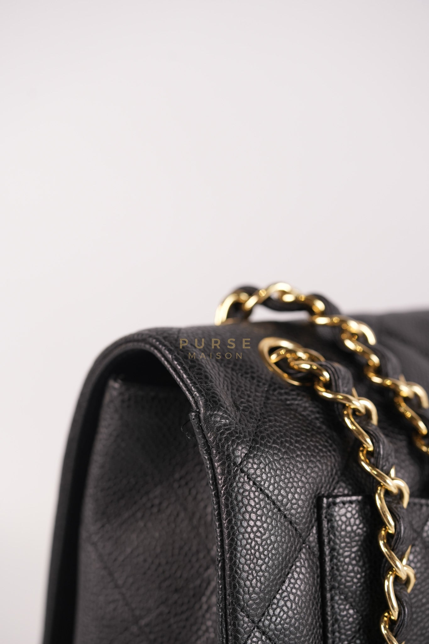 Classic Single Flap Maxi in Black Caviar Leather Gold Hardware (Series 13) | Purse Maison Luxury Bags Shop