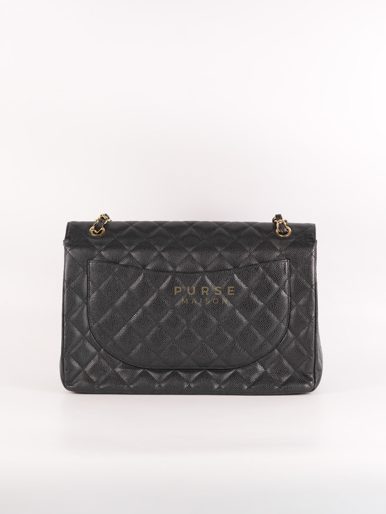 Classic Single Flap Maxi in Black Caviar Leather Gold Hardware (Series 13) | Purse Maison Luxury Bags Shop