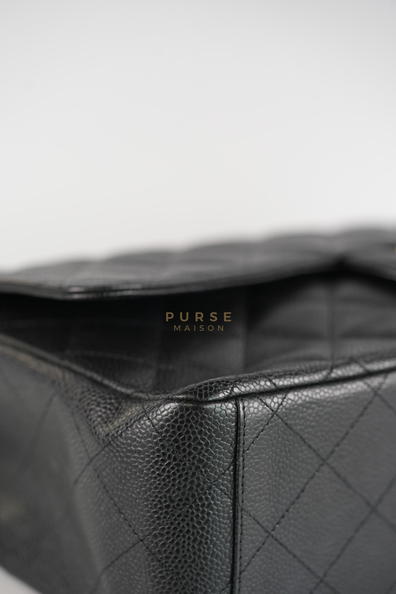 Classic Single Flap Maxi in Black Caviar Leather Gold Hardware (Series 13) | Purse Maison Luxury Bags Shop