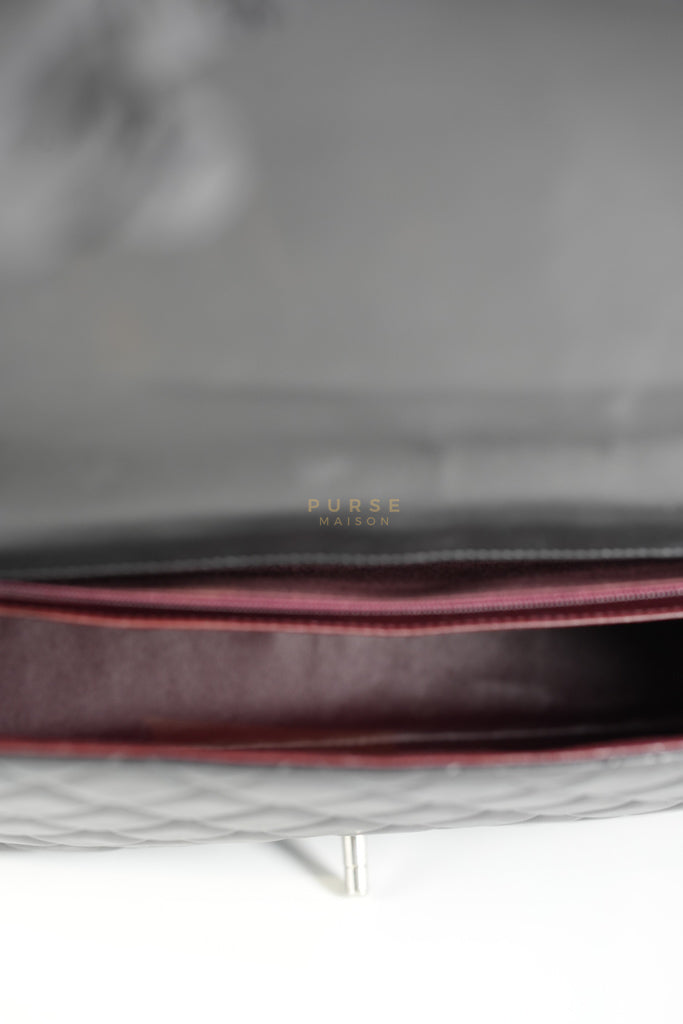 Classic Single Flap Maxi in Black Lambskin Leather and Silver Hardware Series 13 | Purse Maison Luxury Bags Shop