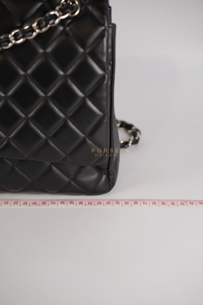 Classic Single Flap Maxi in Black Lambskin Leather and Silver Hardware Series 13 | Purse Maison Luxury Bags Shop