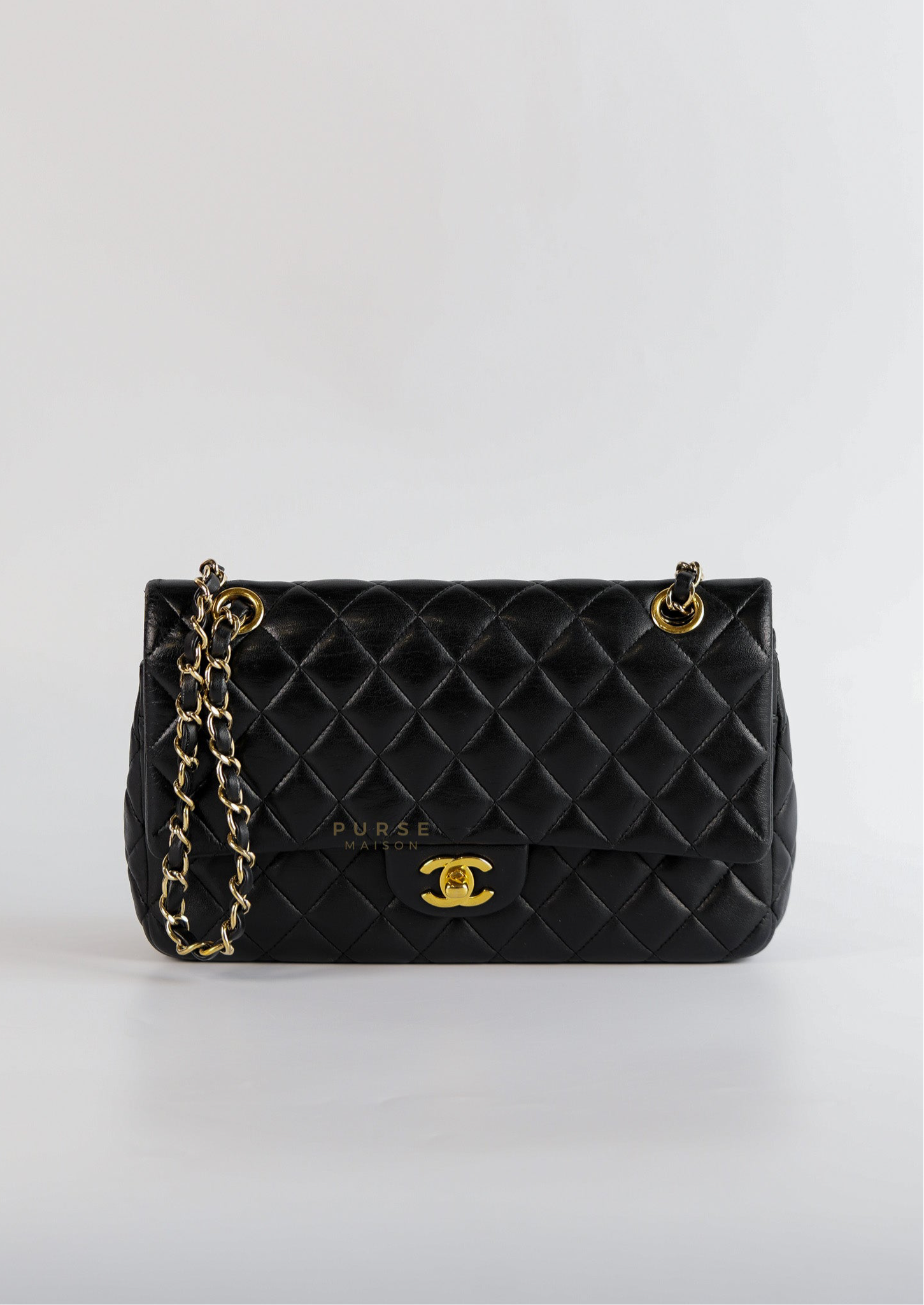 Classic Single Flap Medium Lambskin Leather and Gold Hardware Series 18 | Purse Maison Luxury Bags Shop