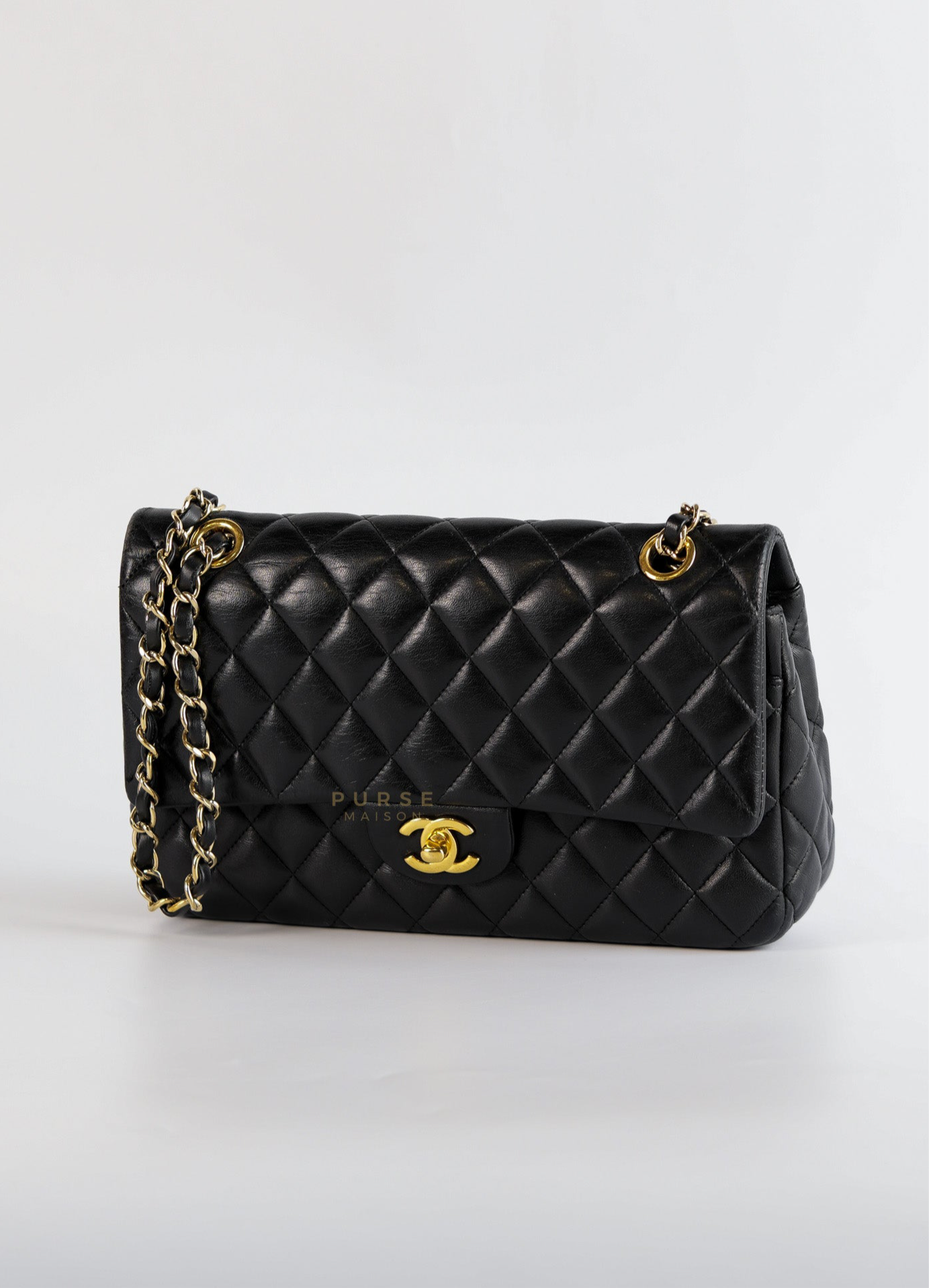 Classic Single Flap Medium Lambskin Leather and Gold Hardware Series 18 | Purse Maison Luxury Bags Shop