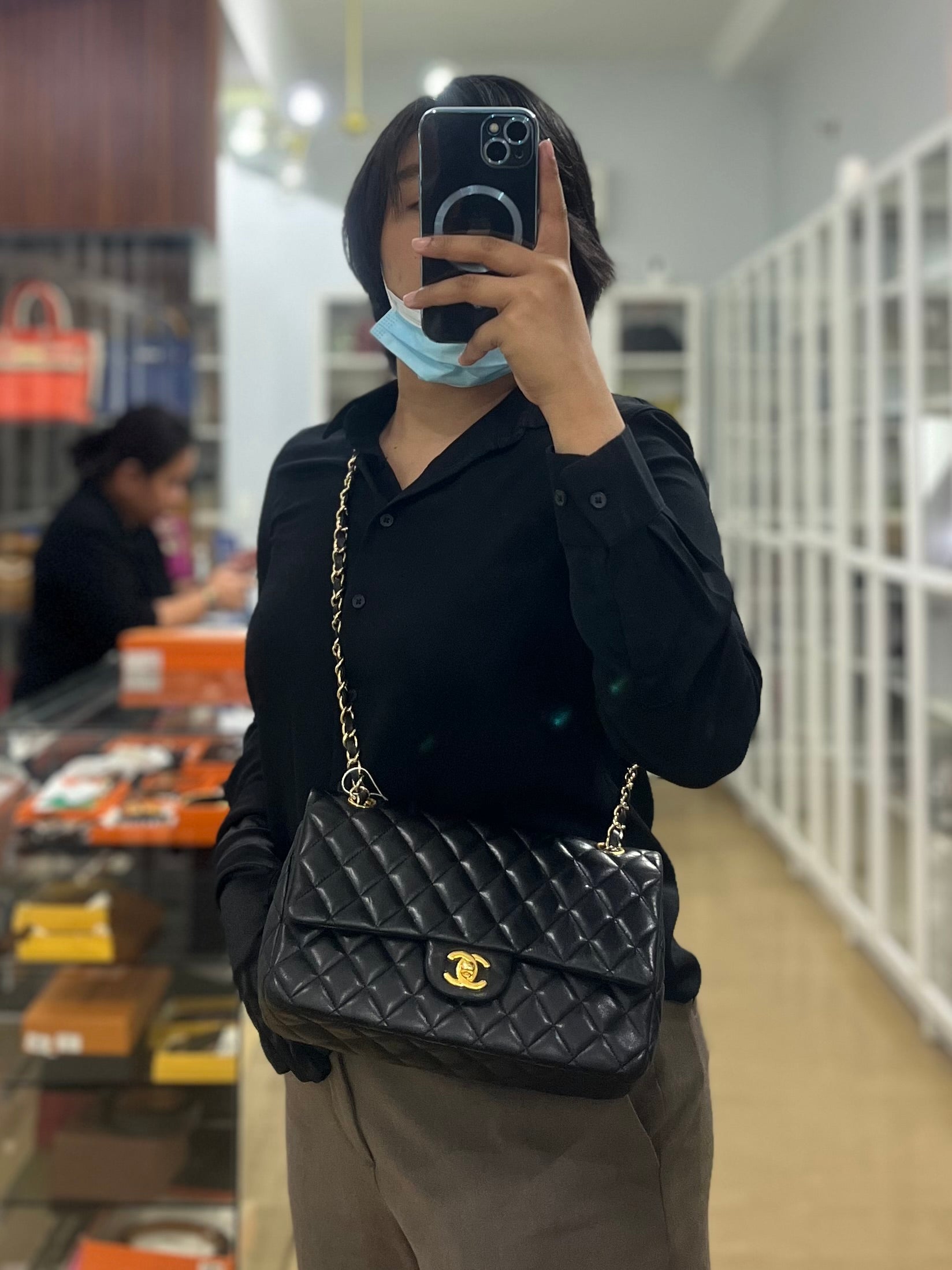 Classic Single Flap Medium Lambskin Leather and Gold Hardware Series 18 | Purse Maison Luxury Bags Shop