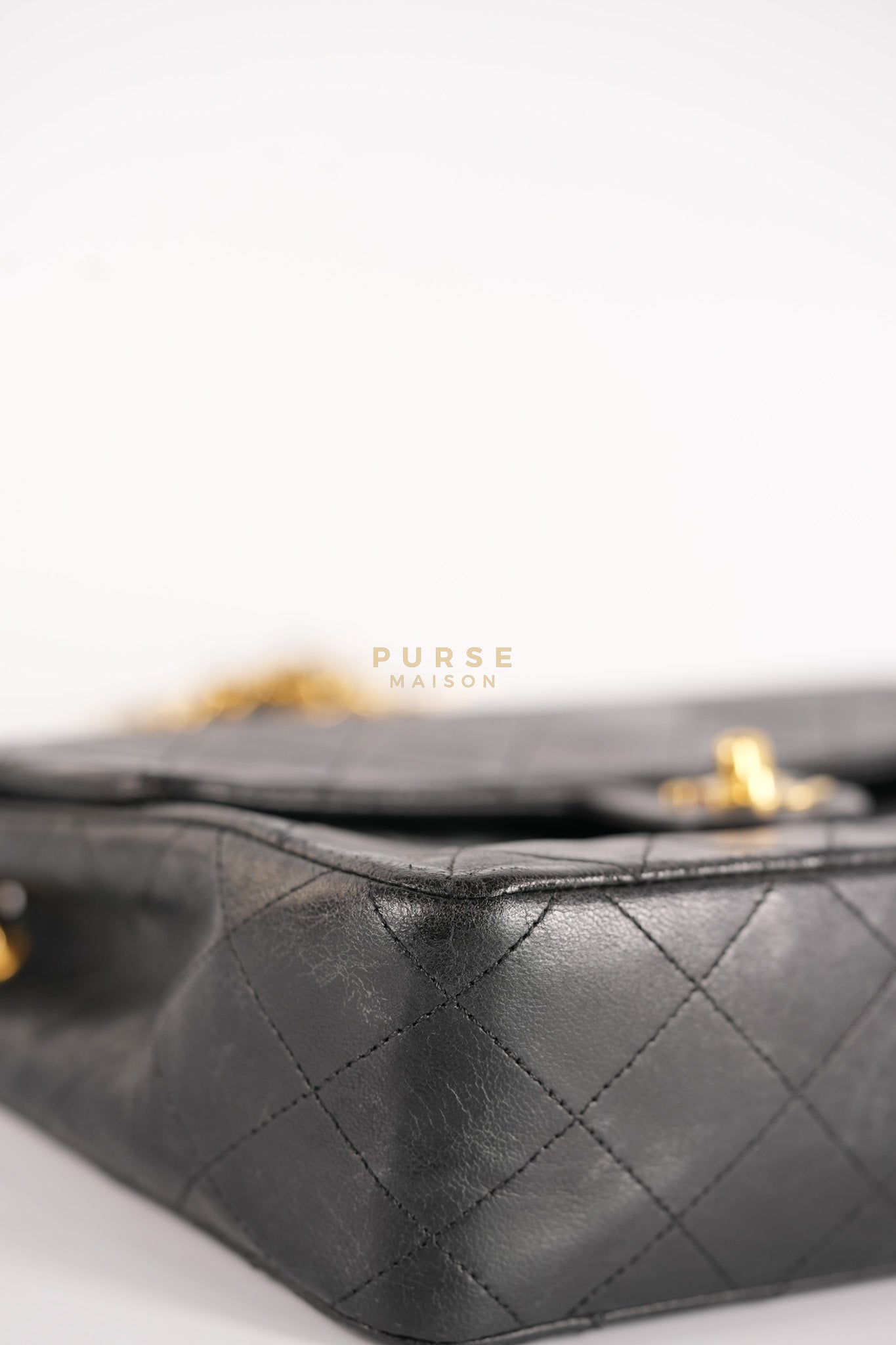 Classic Square Flap Bag in Black Quilted Lambskin Leather and 24k Gold Hardware Series 1 | Purse Maison Luxury Bags Shop