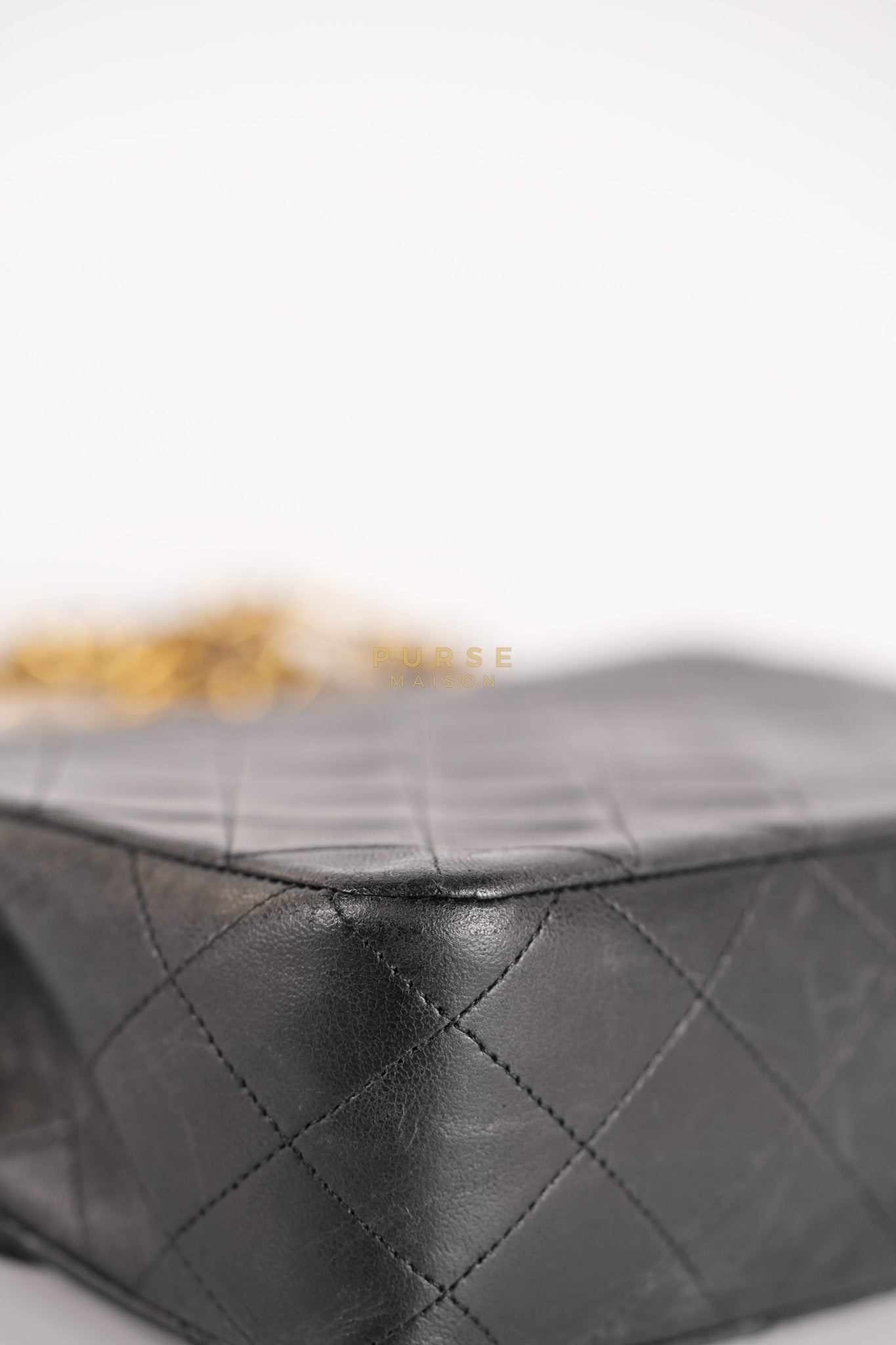 Classic Square Flap Bag in Black Quilted Lambskin Leather and 24k Gold Hardware Series 1 | Purse Maison Luxury Bags Shop