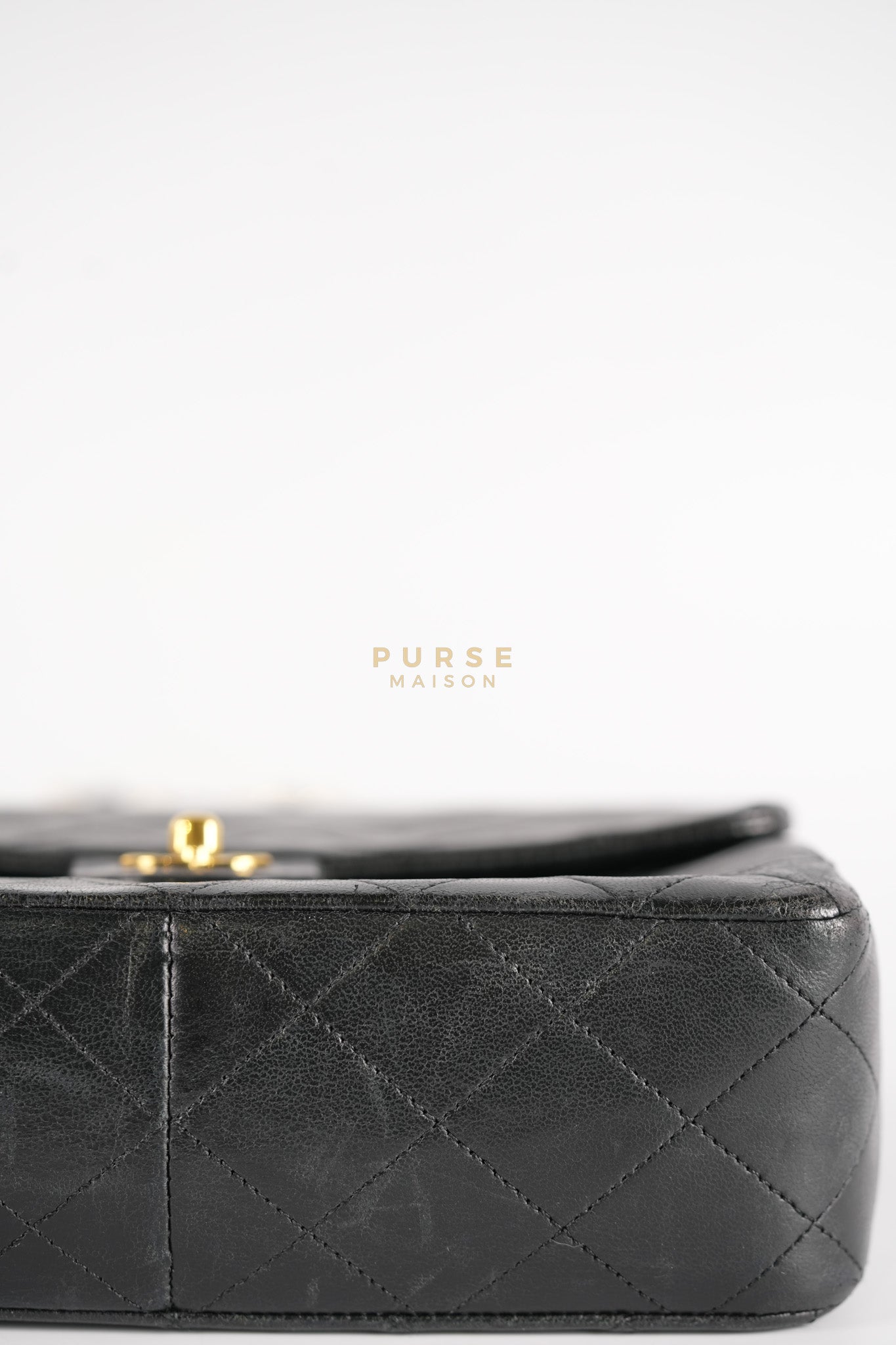 Classic Square Flap Bag in Black Quilted Lambskin Leather and 24k Gold Hardware Series 1 | Purse Maison Luxury Bags Shop