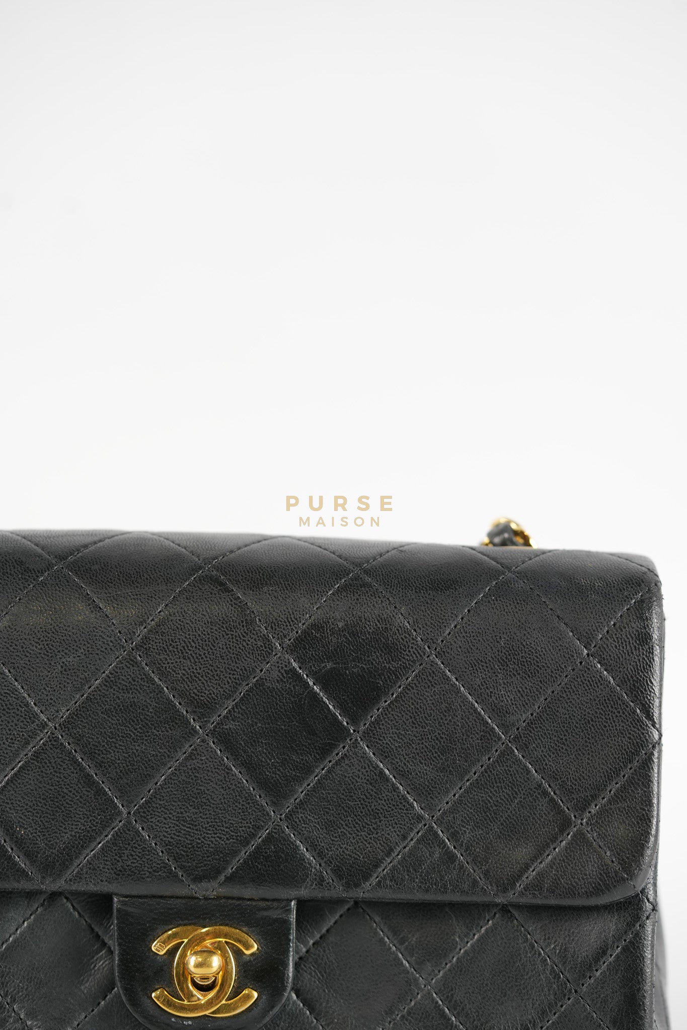 Classic Square Flap Bag in Black Quilted Lambskin Leather and 24k Gold Hardware Series 1 | Purse Maison Luxury Bags Shop