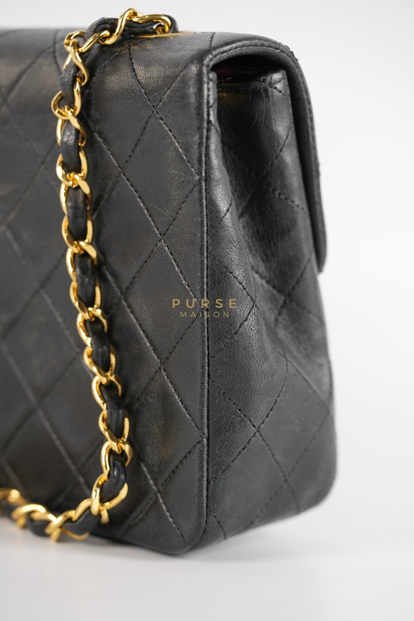 Classic Square Flap Bag in Black Quilted Lambskin Leather and 24k Gold Hardware Series 1 | Purse Maison Luxury Bags Shop