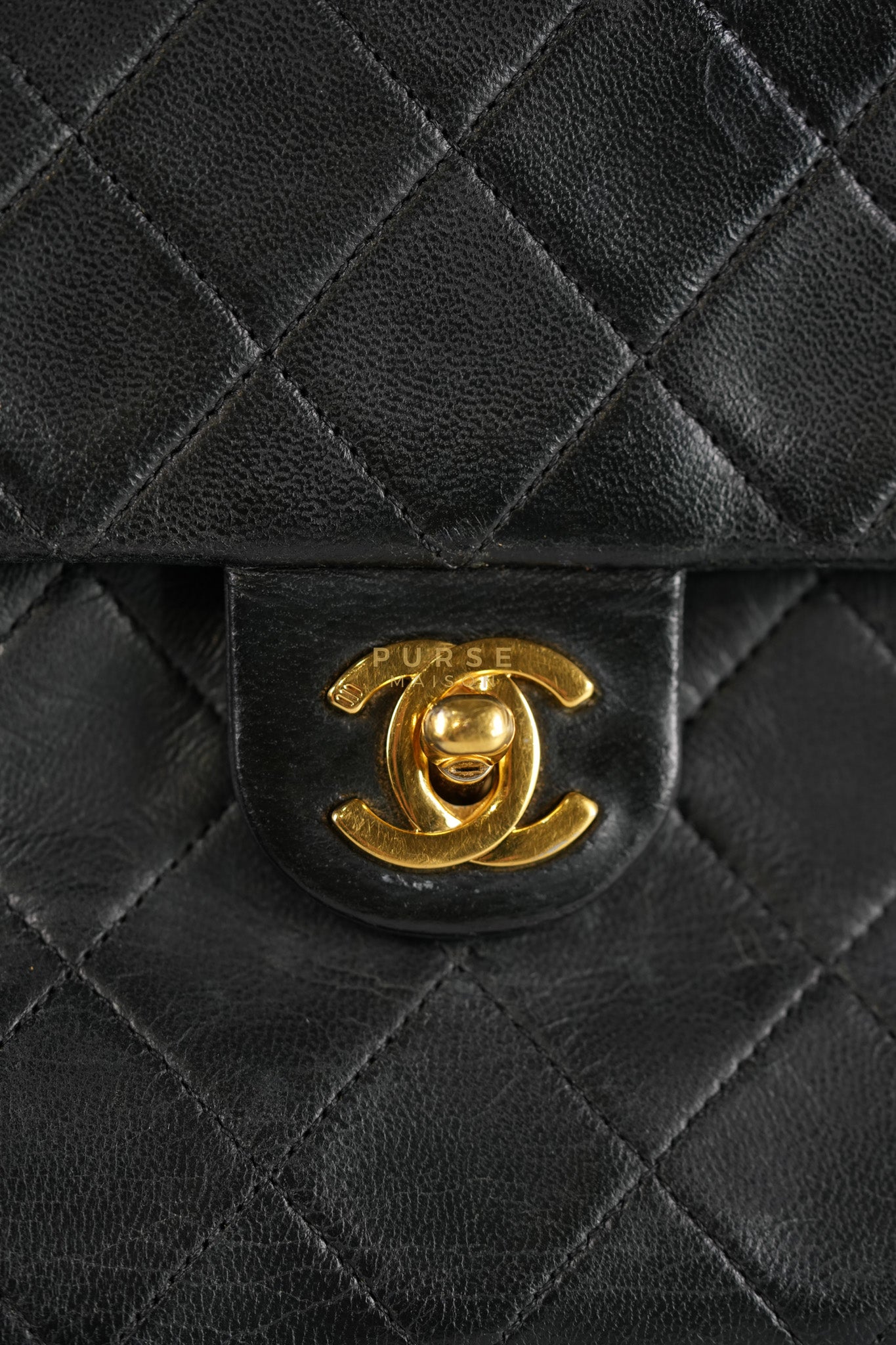 Classic Square Flap Bag in Black Quilted Lambskin Leather and 24k Gold Hardware Series 1 | Purse Maison Luxury Bags Shop