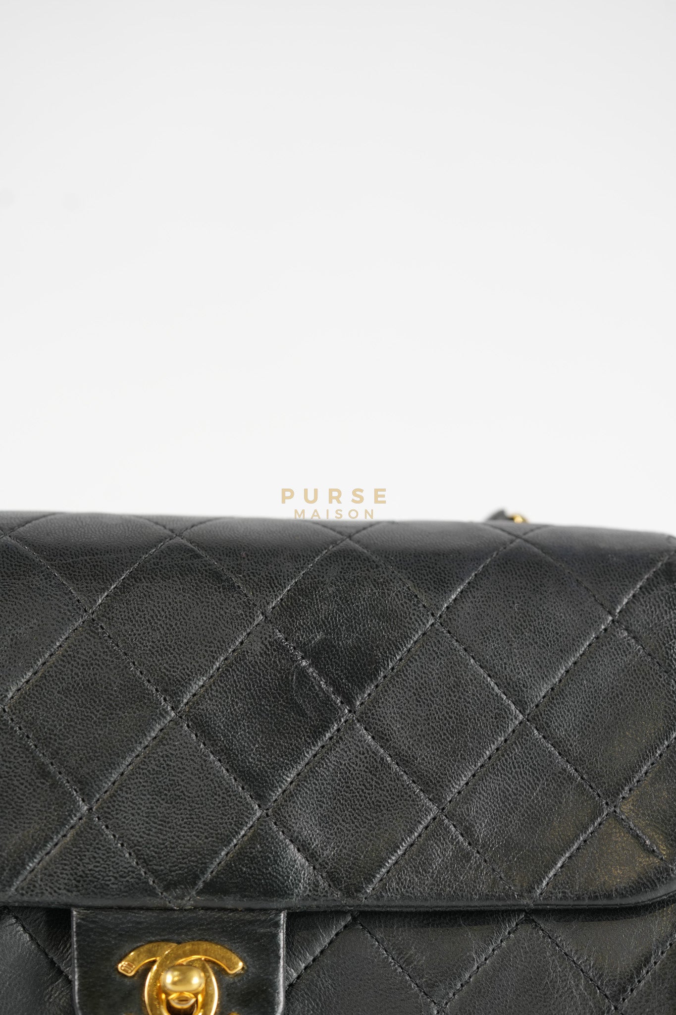 Classic Square Flap Bag in Black Quilted Lambskin Leather and 24k Gold Hardware Series 1 | Purse Maison Luxury Bags Shop
