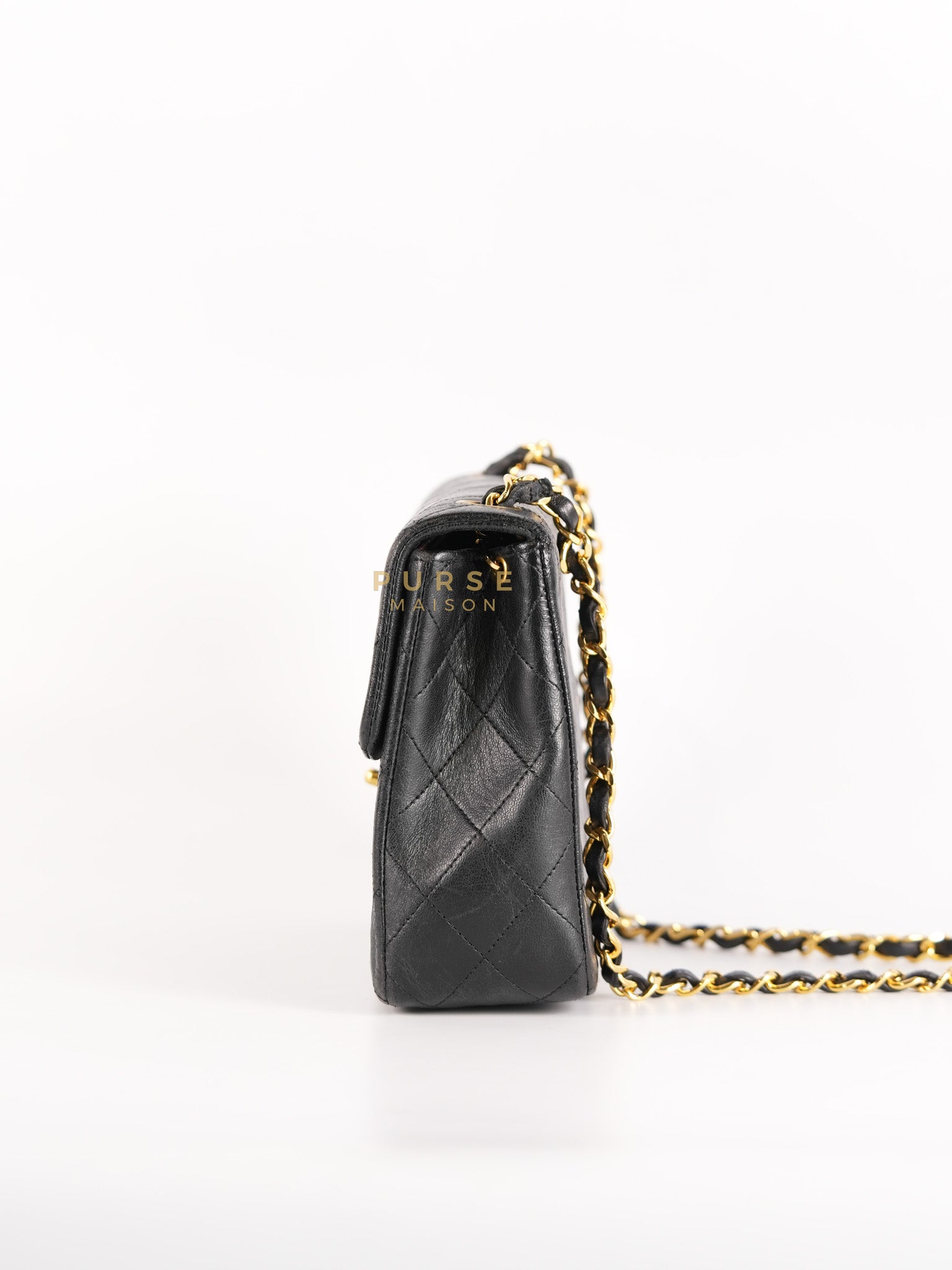 Classic Square Flap Bag in Black Quilted Lambskin Leather and 24k Gold Hardware Series 1 | Purse Maison Luxury Bags Shop