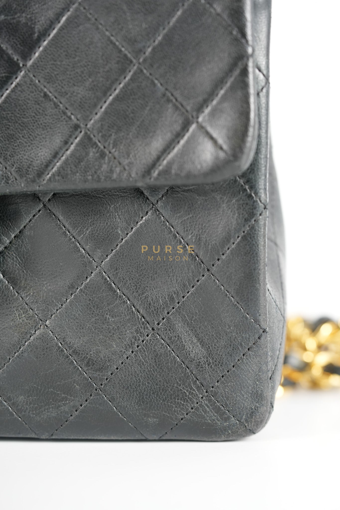 Classic Square Flap Bag in Black Quilted Lambskin Leather and 24k Gold Hardware Series 1 | Purse Maison Luxury Bags Shop