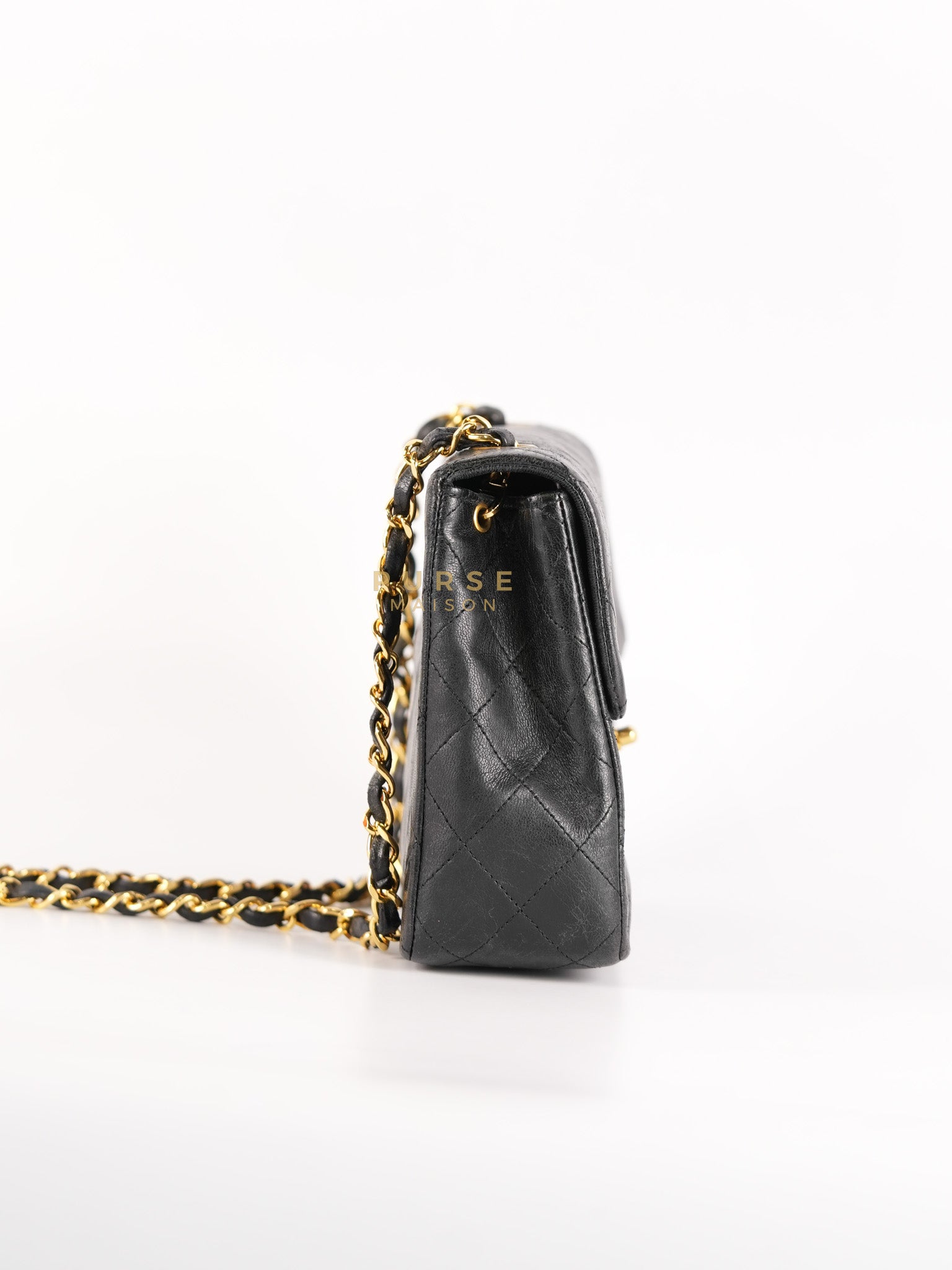 Classic Square Flap Bag in Black Quilted Lambskin Leather and 24k Gold Hardware Series 1 | Purse Maison Luxury Bags Shop