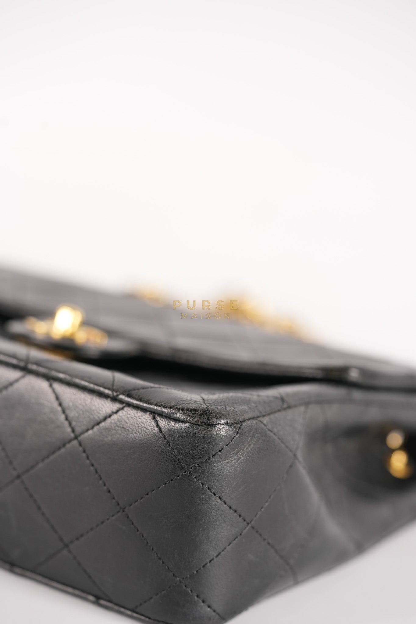 Classic Square Flap Bag in Black Quilted Lambskin Leather and 24k Gold Hardware Series 1 | Purse Maison Luxury Bags Shop
