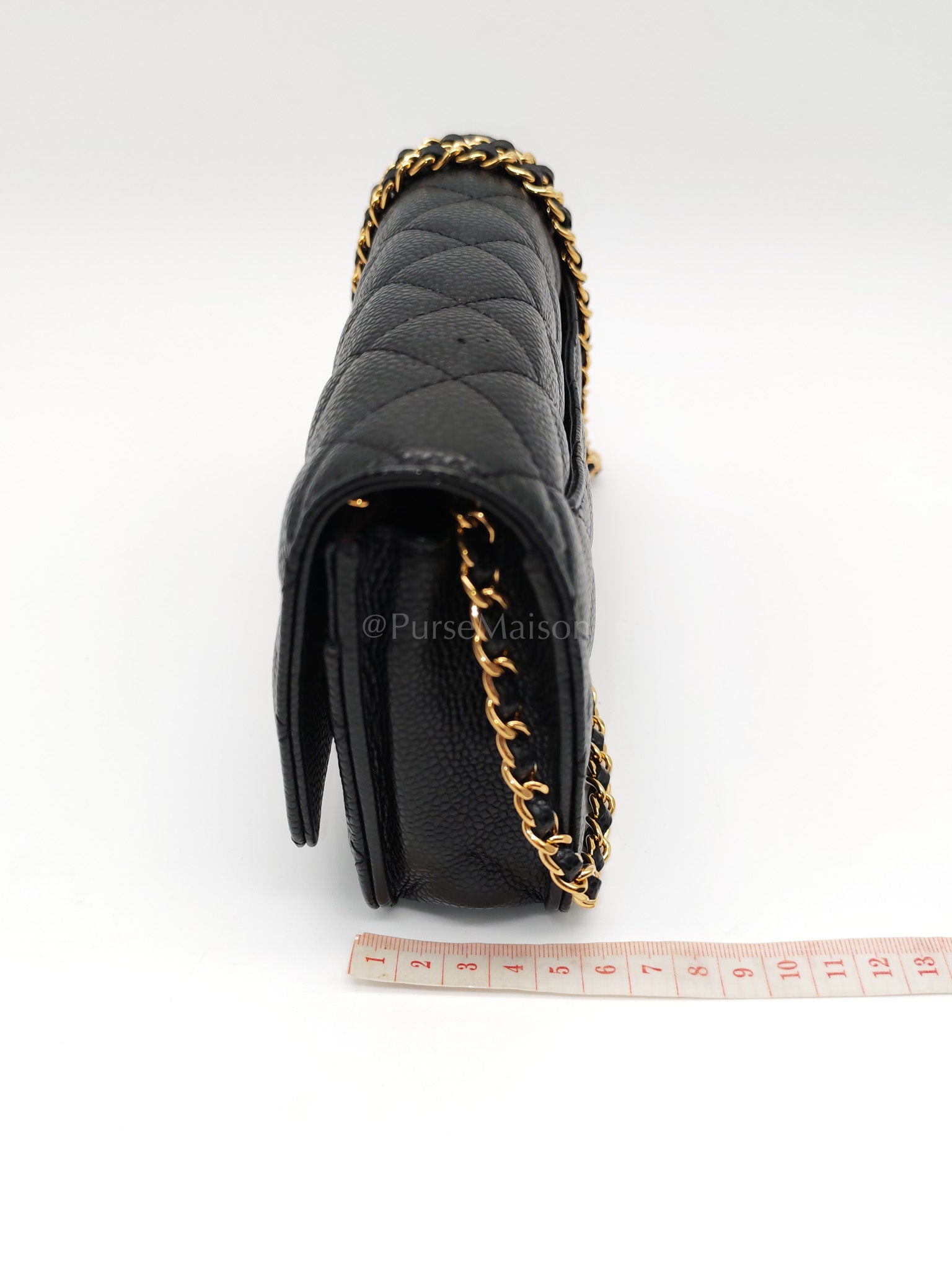 Classic Wallet on Chain Black Caviar in Gold Hardware Microchip(G3****13) | Purse Maison Luxury Bags Shop