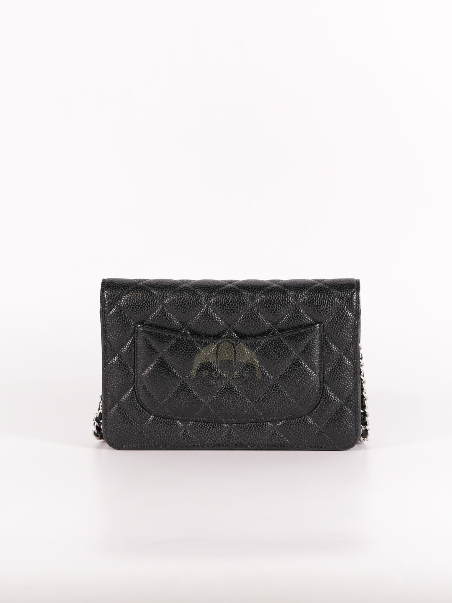 Classic Wallet on Chain in Black Caviar Leather and Silver Hardware (Microchip) | Purse Maison Luxury Bags Shop