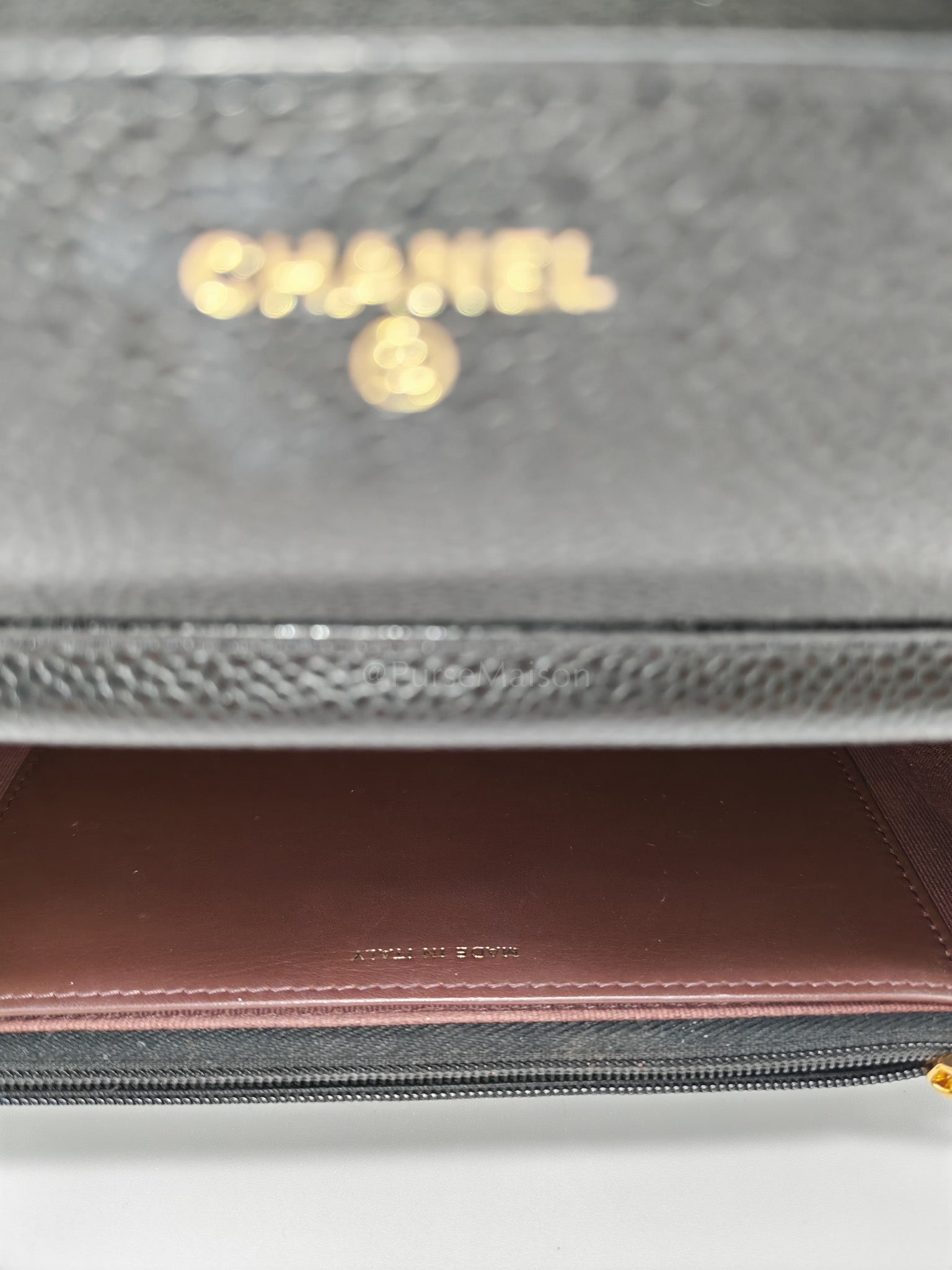 Classic Wallet on Chain in Black Caviar Leather Gold Hardware (Microchip) | Purse Maison Luxury Bags Shop