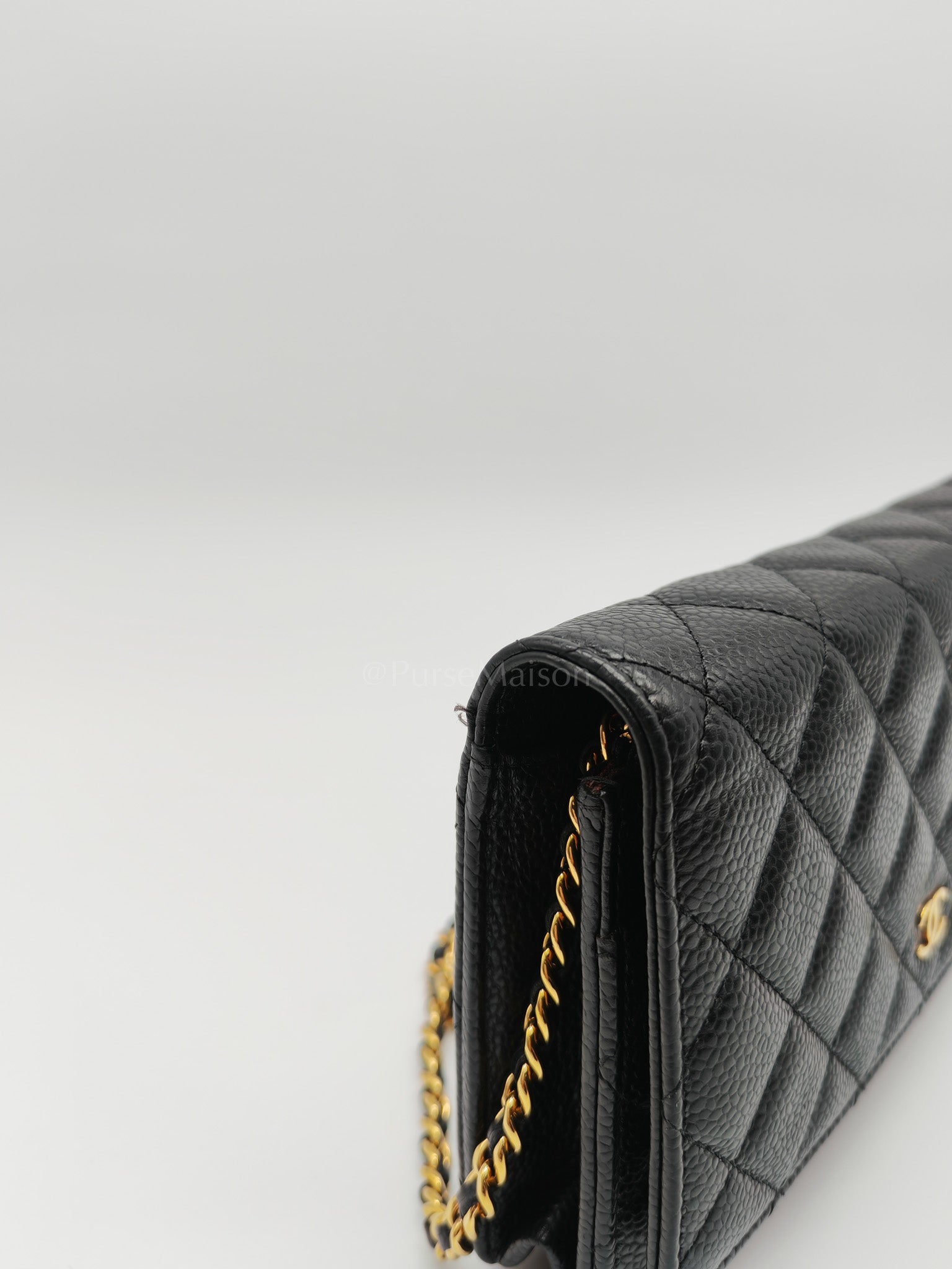 Classic Wallet on Chain in Black Caviar Leather Gold Hardware (Microchip) | Purse Maison Luxury Bags Shop