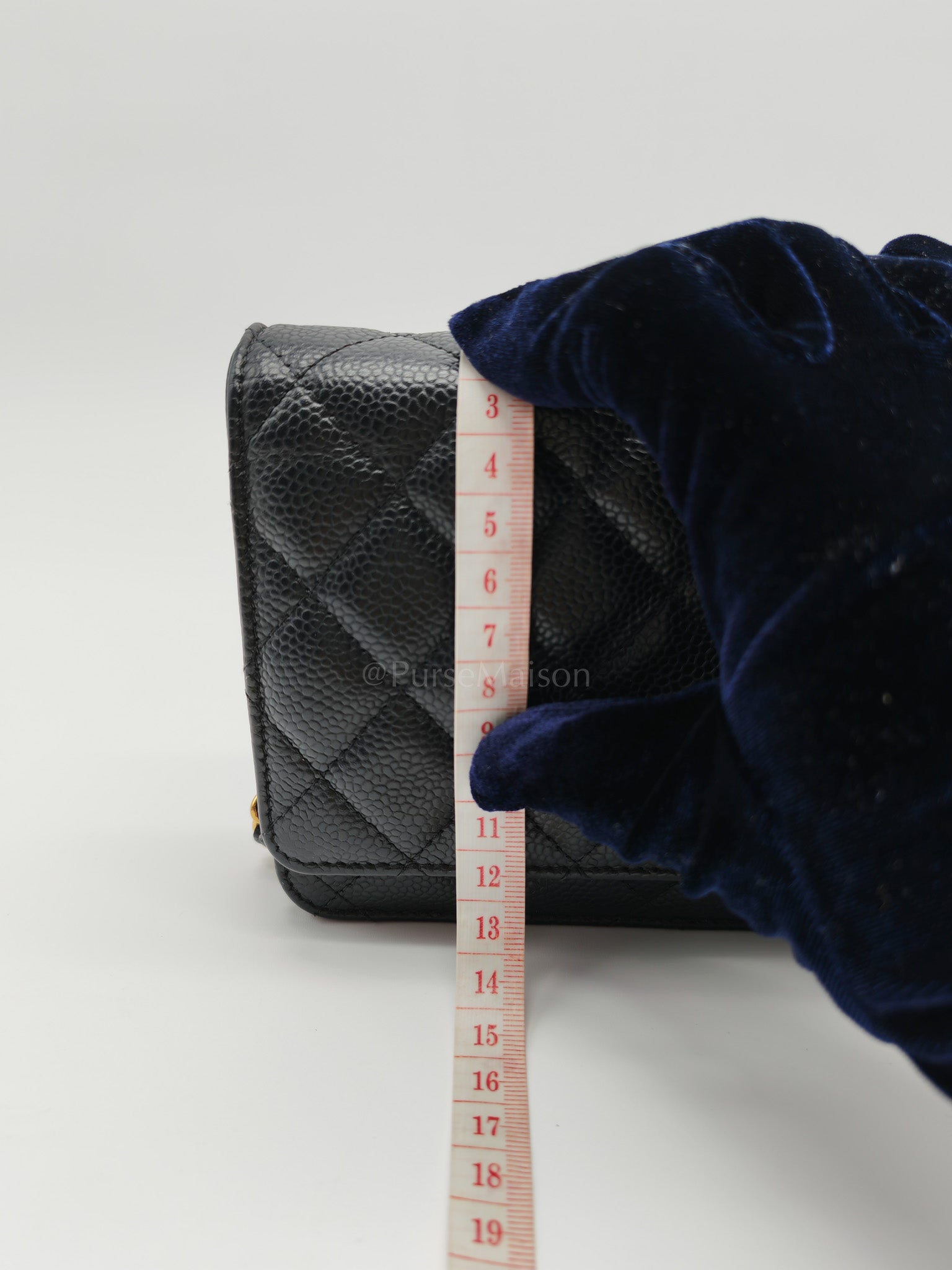 Classic Wallet on Chain in Black Caviar Leather Gold Hardware (Microchip) | Purse Maison Luxury Bags Shop