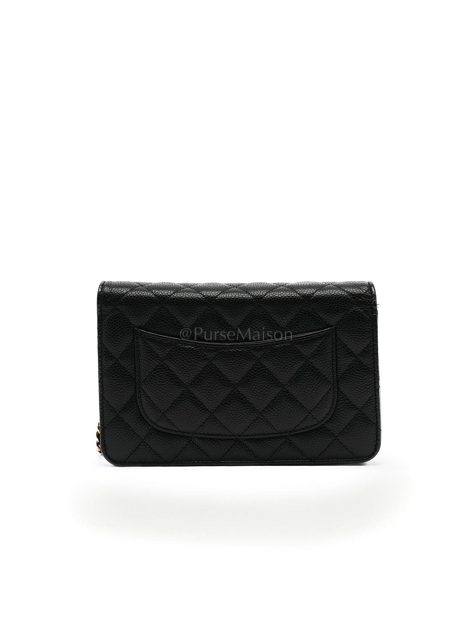 Classic Wallet on Chain in Black Caviar Leather Gold Hardware (Microchip) | Purse Maison Luxury Bags Shop