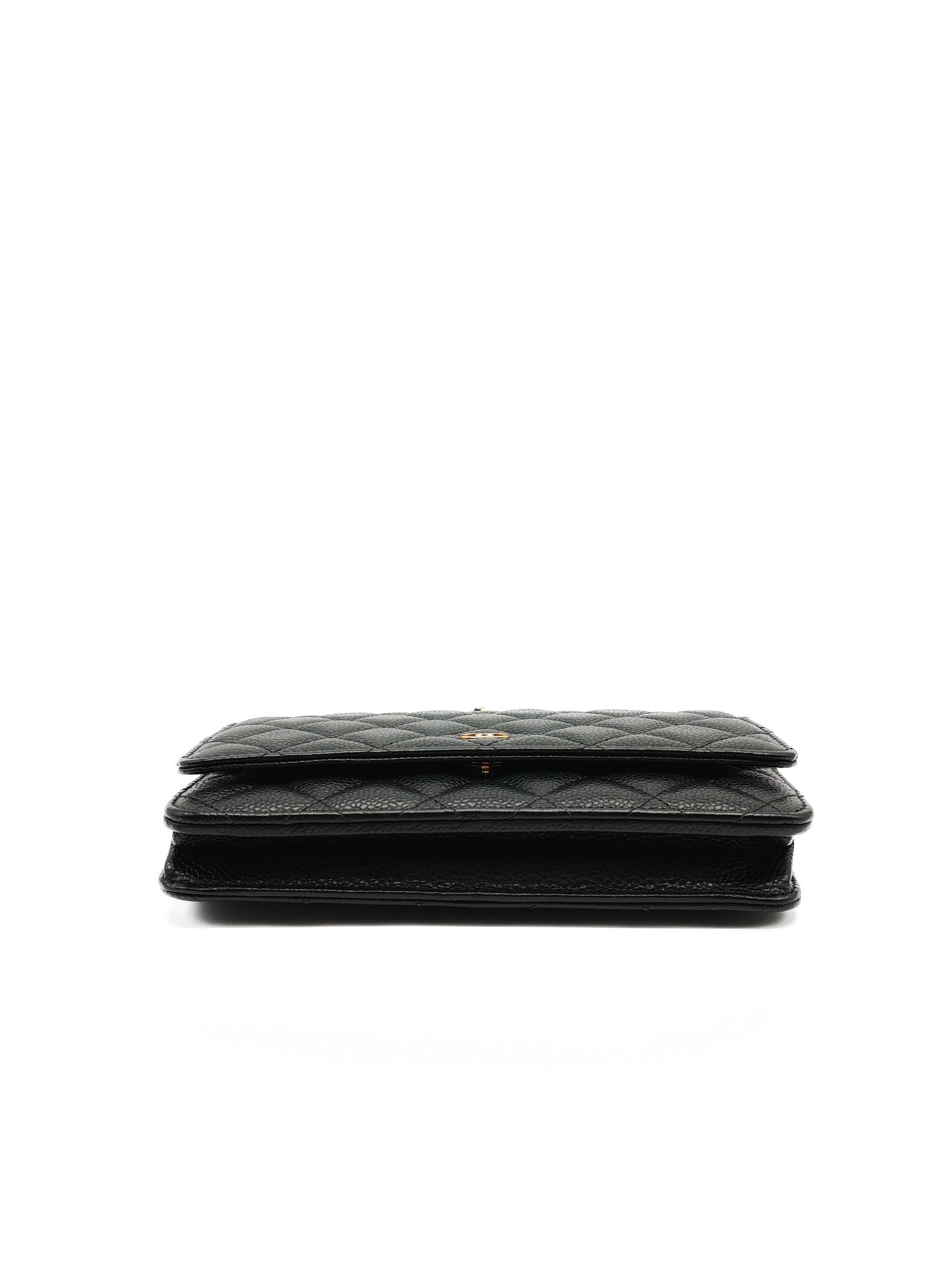 Classic Wallet on Chain in Black Caviar Leather Gold Hardware (Microchip) | Purse Maison Luxury Bags Shop